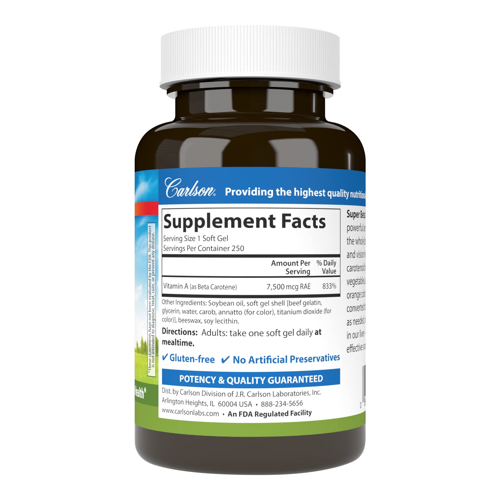 Foto 3 pulgar | Suplemento Carlson Super Betacaroteno De 25000 Ui (15 Mg) - Venta Internacional.