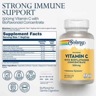 Foto 2 | Suplemento Solaray De Vitamina C Tamponada, 500 Mg, 100 Cápsulas Vegetales - Venta Internacional.