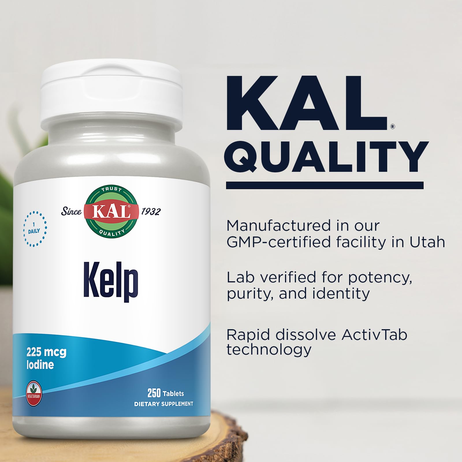 Foto 5 pulgar | Suplemento Kal Kelp En Tabletas De Yodo 225 Mcg, 250 Tabletas - Venta Internacional.