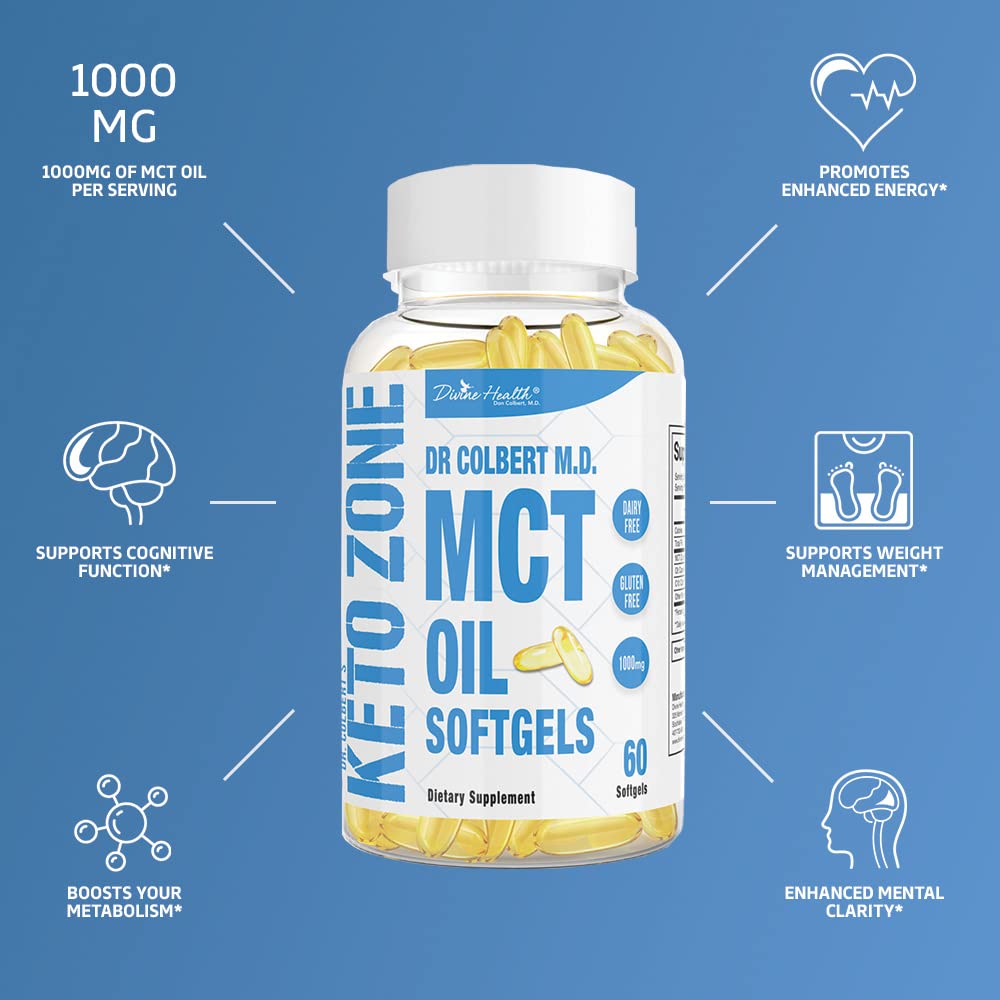 Foto 7 pulgar | Suplemento De Aceite Mct Keto Zone Del Dr. Colbert De Divine Health, 1000 Mg - Venta Internacional.