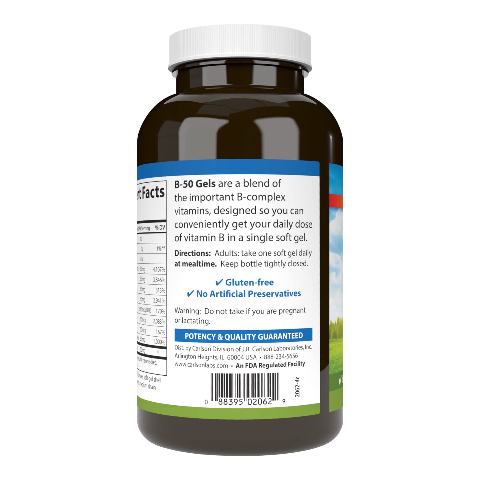 Foto 3 | Suplemento Carlson B-50 Gels, Complejo De Vitamina B, 200 Cápsulas Blandas - Venta Internacional.