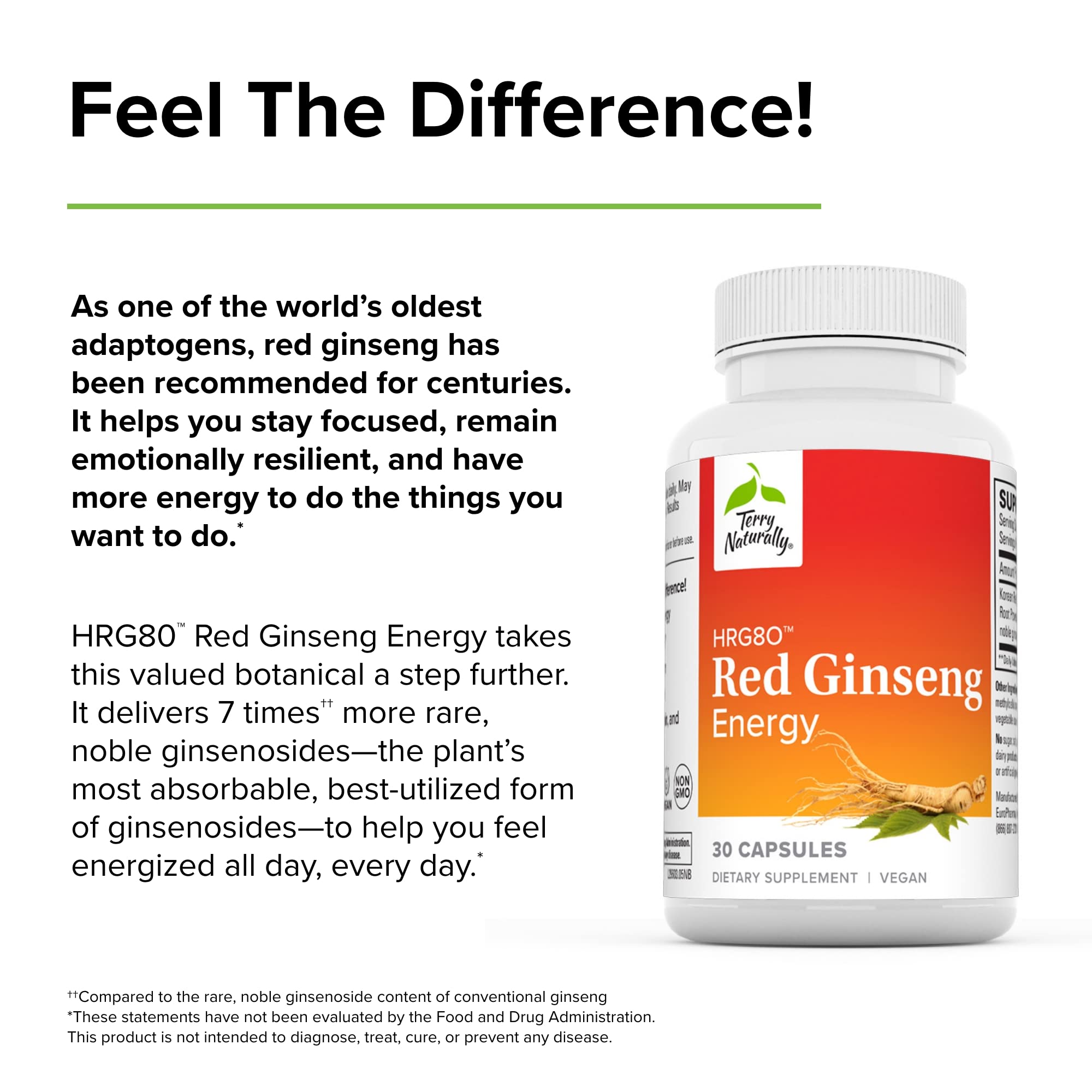 Foto 5 pulgar | Suplemento Terry Naturally Hrg80 Red Ginseng Energy 30 Cápsulas - Venta Internacional.
