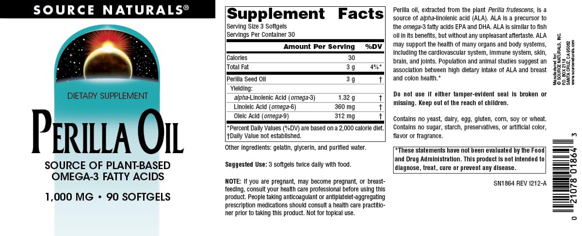 Foto 5 pulgar | Aceite De Perilla Supplement Source Naturals, 1000 Mg, 90 Cápsulas Blandas - Venta Internacional.