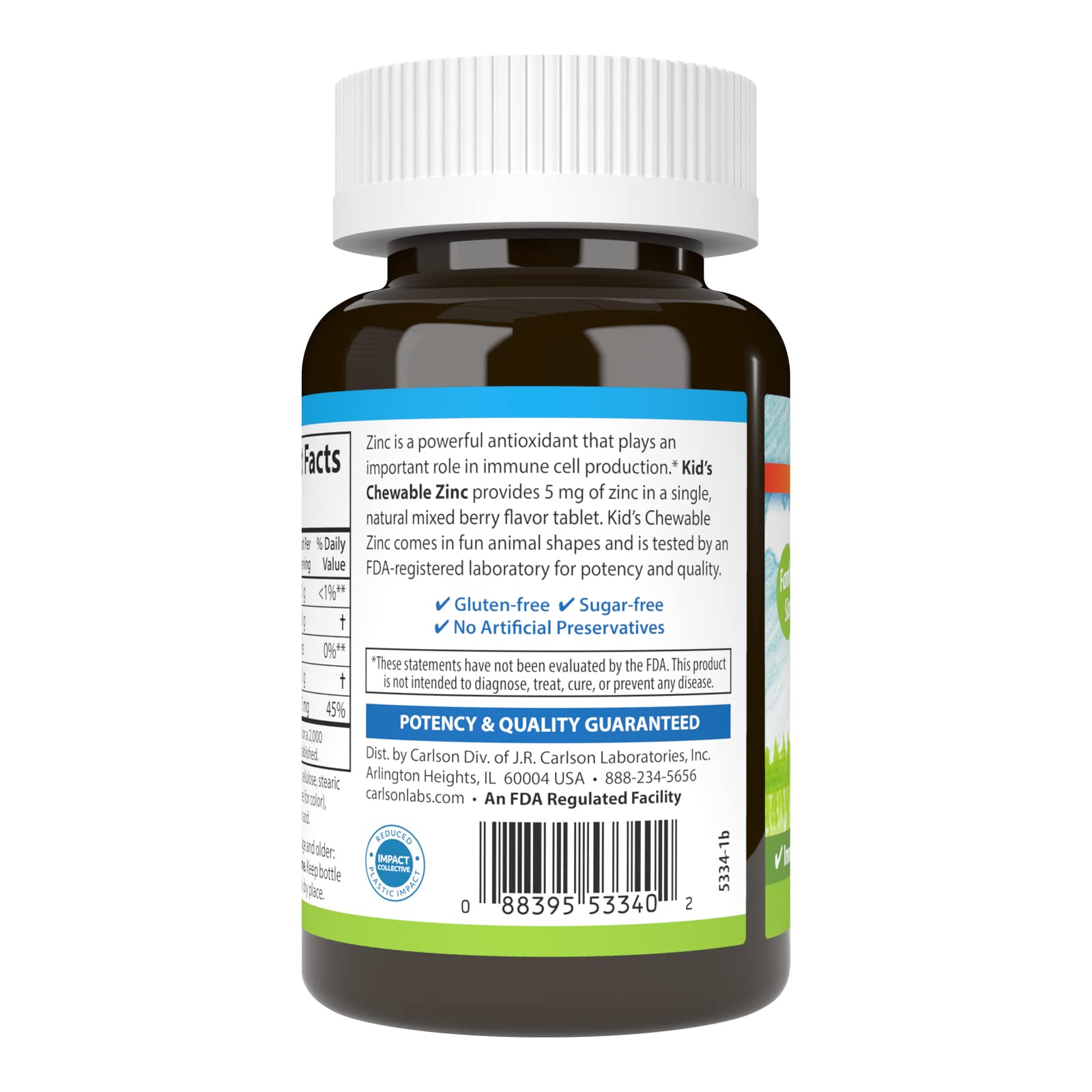 Foto 4 pulgar | Suplemento Carlson Kid's Chewable Zinc 5 Mg 160 Comprimidos - Venta Internacional.
