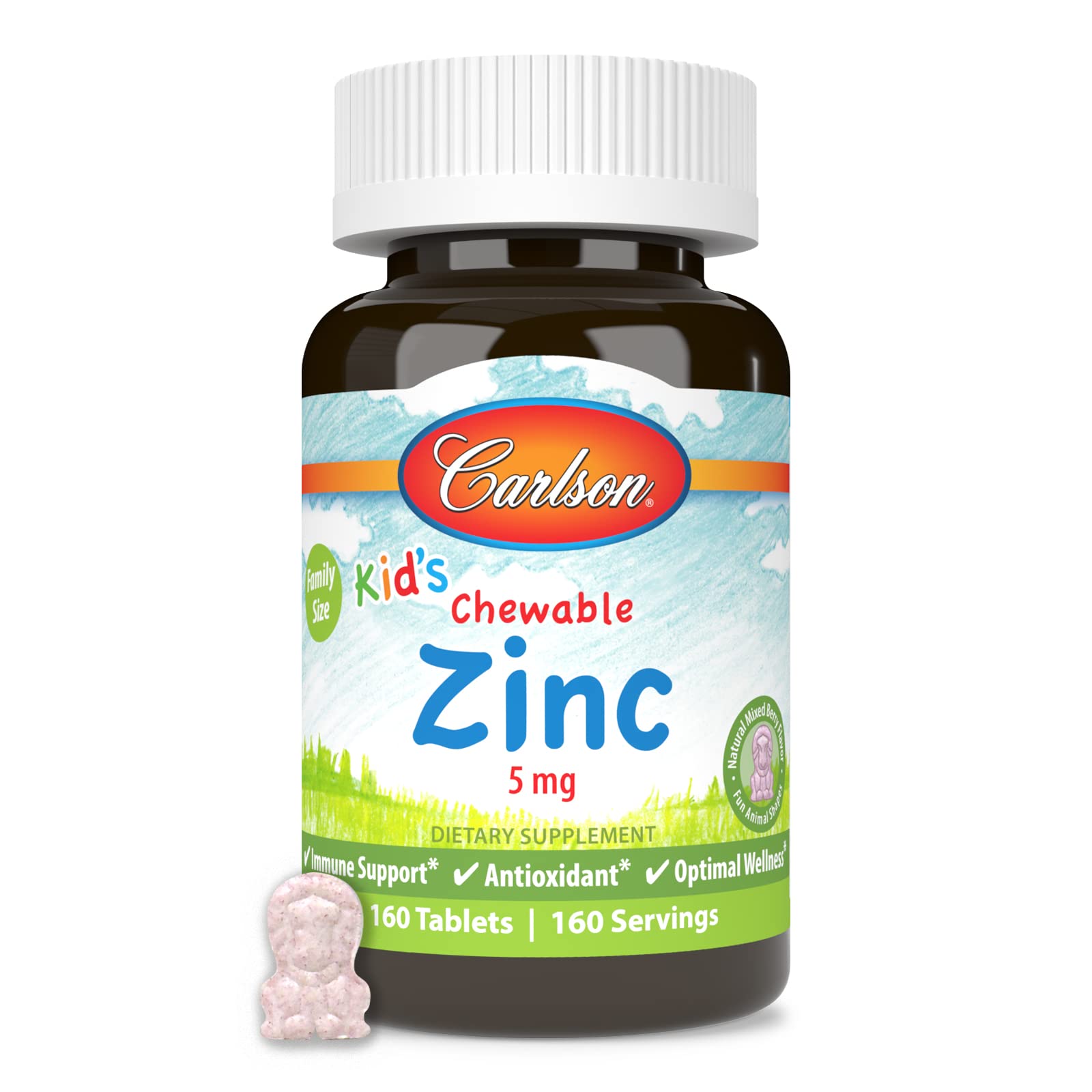 Foto 6 pulgar | Suplemento Carlson Kid's Chewable Zinc 5 Mg 160 Comprimidos - Venta Internacional.