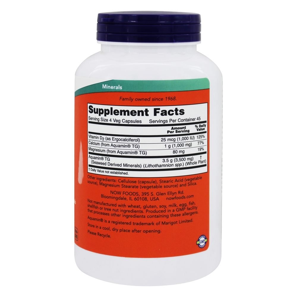 Foto 2 | Suplemento Now Foods, Algas Minerales Rojas, Calcio Vegetariano, 180 Cápsulas - Venta Internacional.