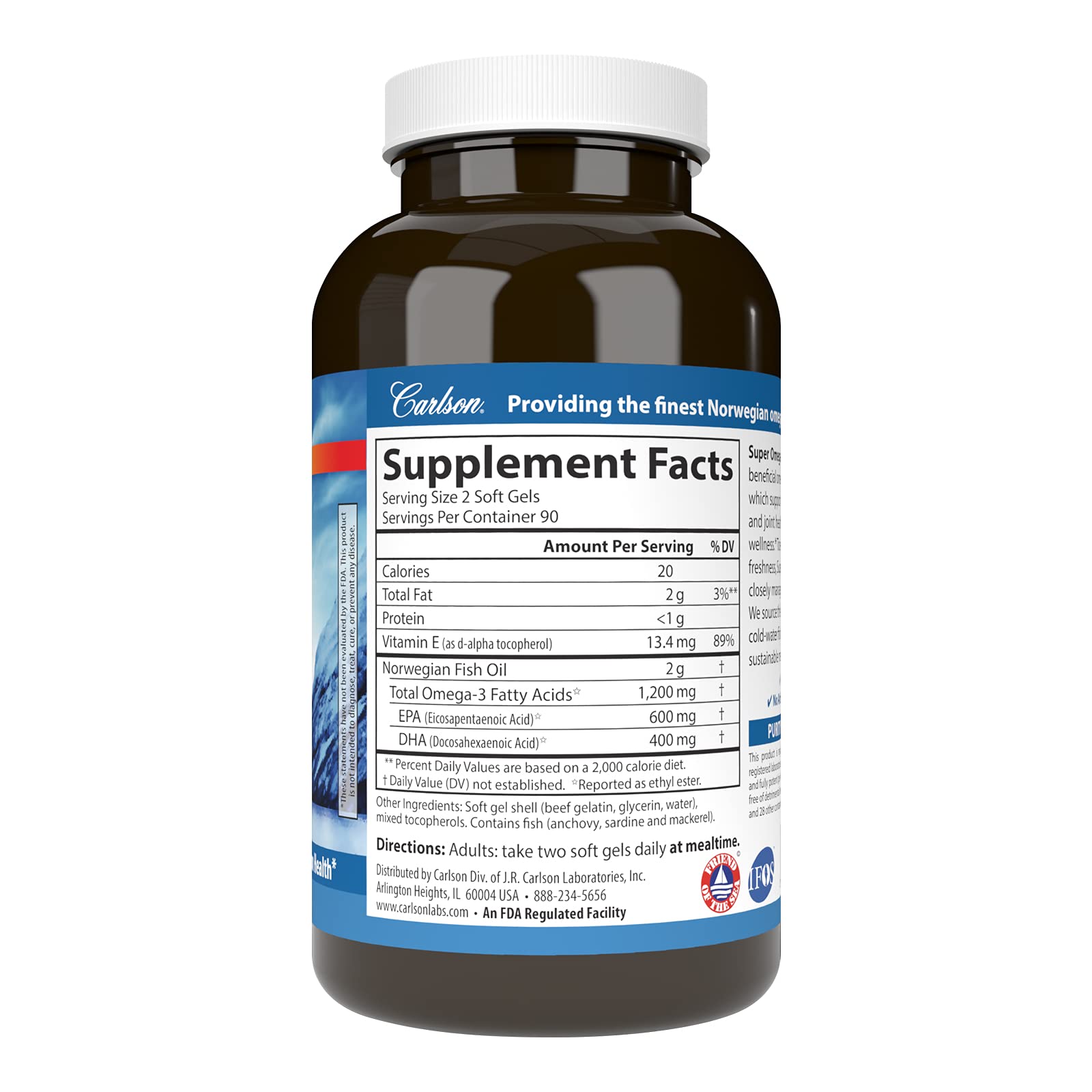Foto 3 pulgar | Suplemento Carlson Super Omega-3 Gems 180 Cápsulas Blandas 1200 Mg - Venta Internacional.