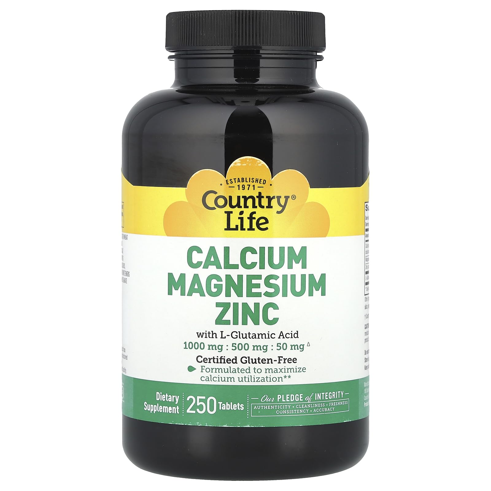 Supplement Country Life Calcio-magnesio-zinc 250 Comprimidos - Venta Internacional.