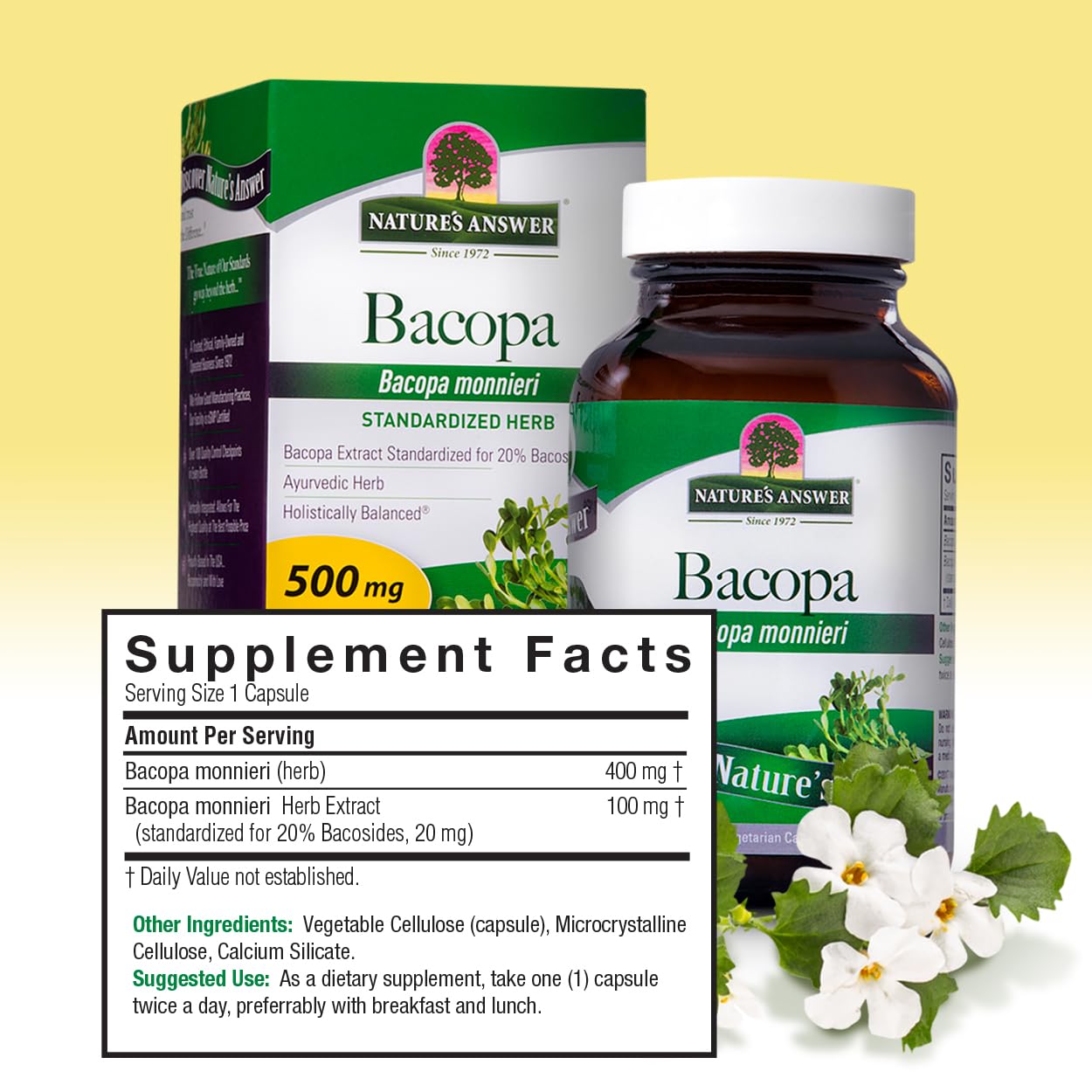 Foto 4 pulgar | Suplemento Nature's Answer Bacopa 500 Mg 90 Cápsulas - Venta Internacional.