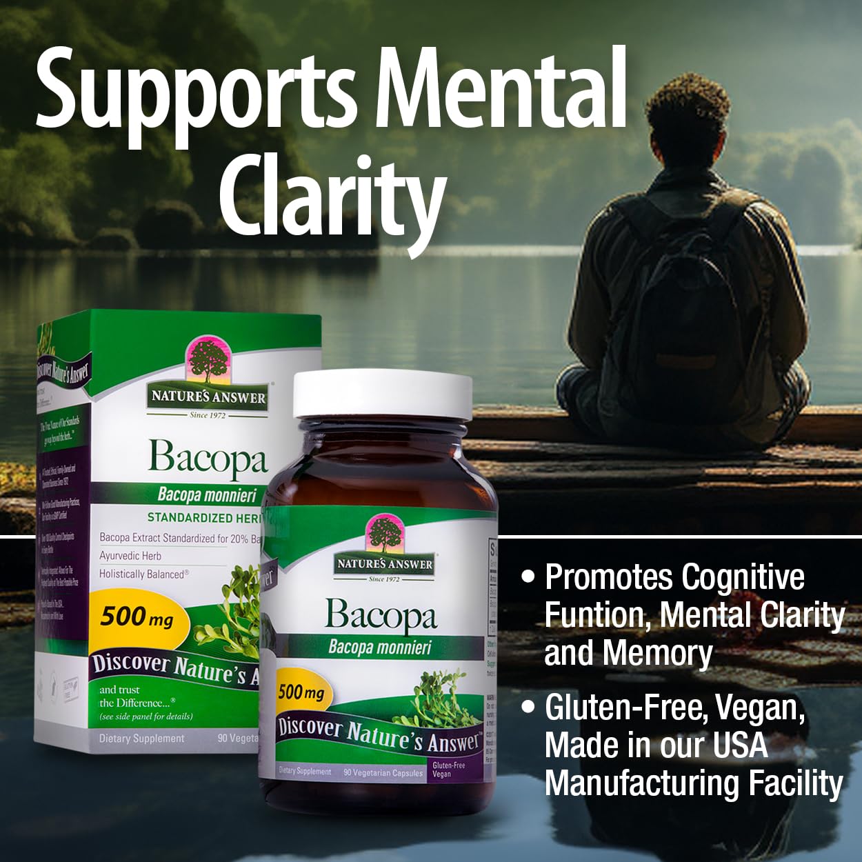 Foto 5 pulgar | Suplemento Nature's Answer Bacopa 500 Mg 90 Cápsulas - Venta Internacional.