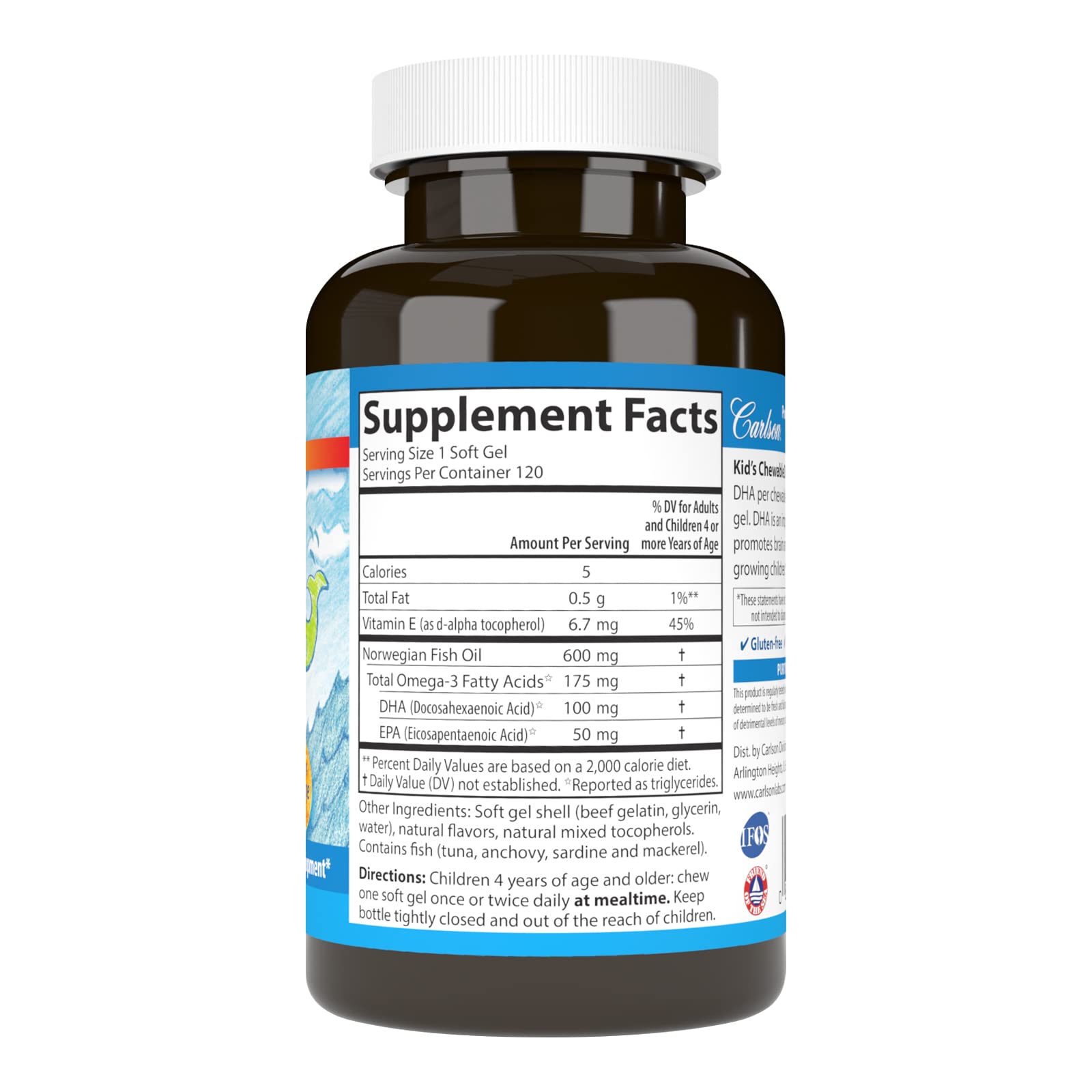 Foto 3 pulgar | Suplemento Carlson Kid's Chewable Dha 100 Mg Dha 120 Cápsulas Blandas - Venta Internacional.