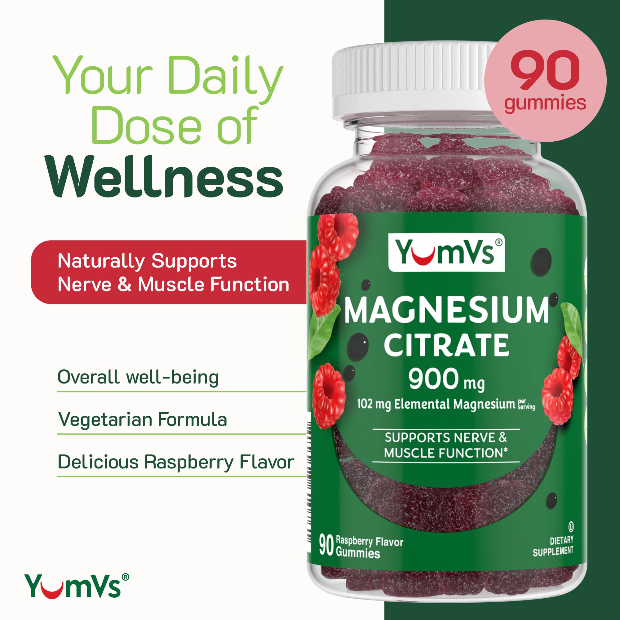 Foto 3 pulgar | Gomitas De Citrato De Magnesio Supplement Yum-v's, 900 Mg, 90 Unidades - Venta Internacional.
