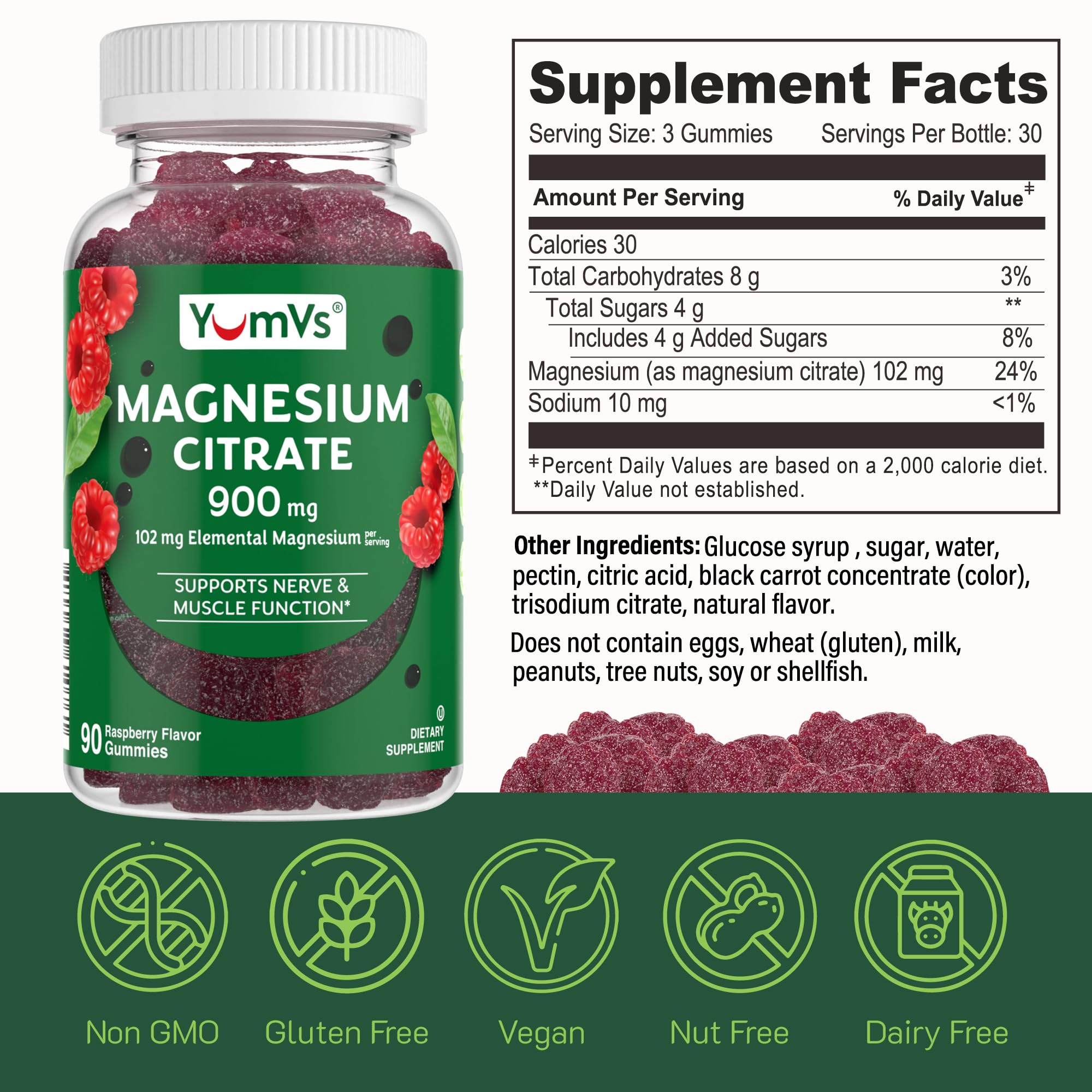 Foto 5 | Gomitas De Citrato De Magnesio Supplement Yum-v's, 900 Mg, 90 Unidades - Venta Internacional.