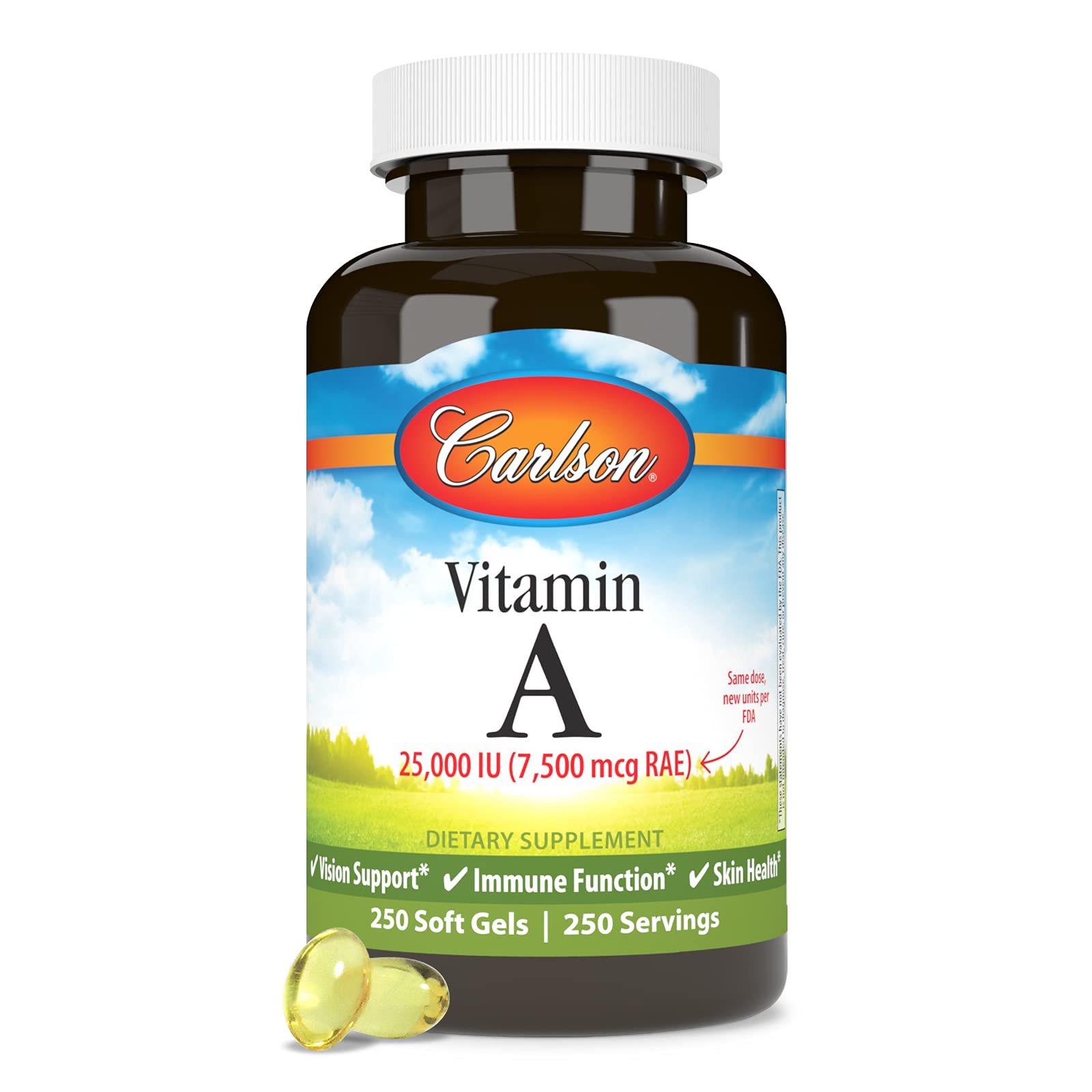 Foto 5 | Suplemento De Vitamina A Carlson 25000 Ui (7500 Mcg Rae) 250 Cápsulas Blandas - Venta Internacional.