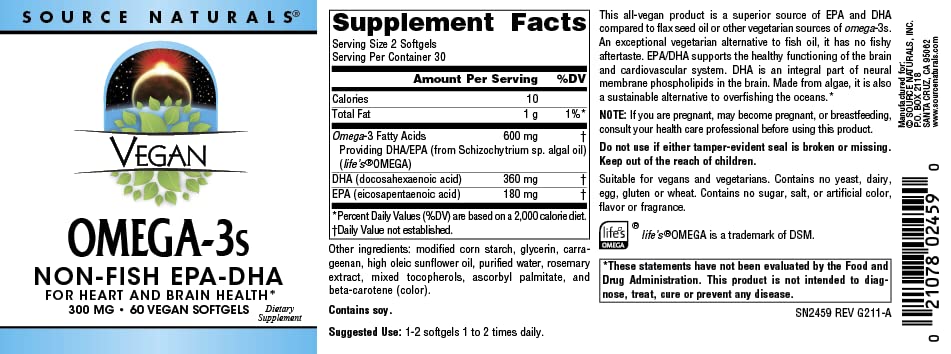 Foto 5 pulgar | Supplement Source Naturals Omega-3 Veganos 300 Mg 60 Cápsulas Blandas - Venta Internacional.