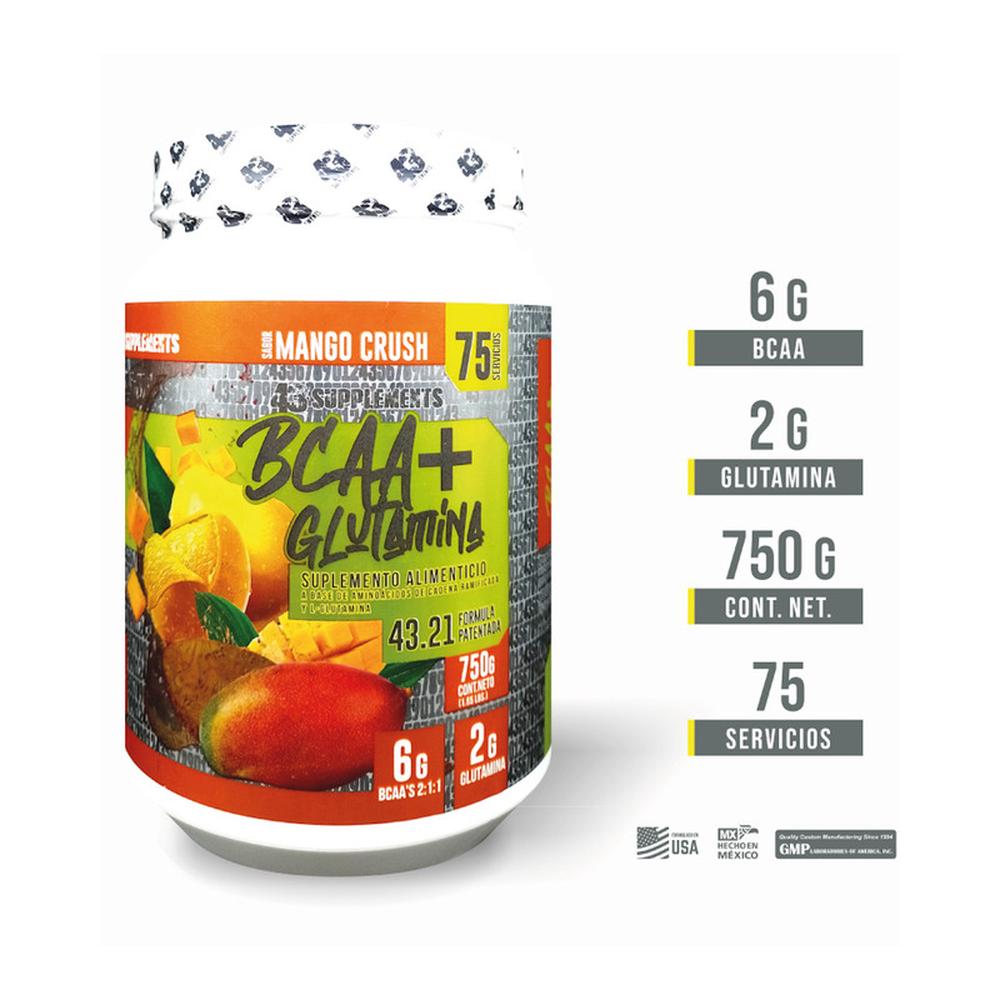 Foto 3 pulgar | Aminoácidos Bcaa + Glutamina 75 Servicios