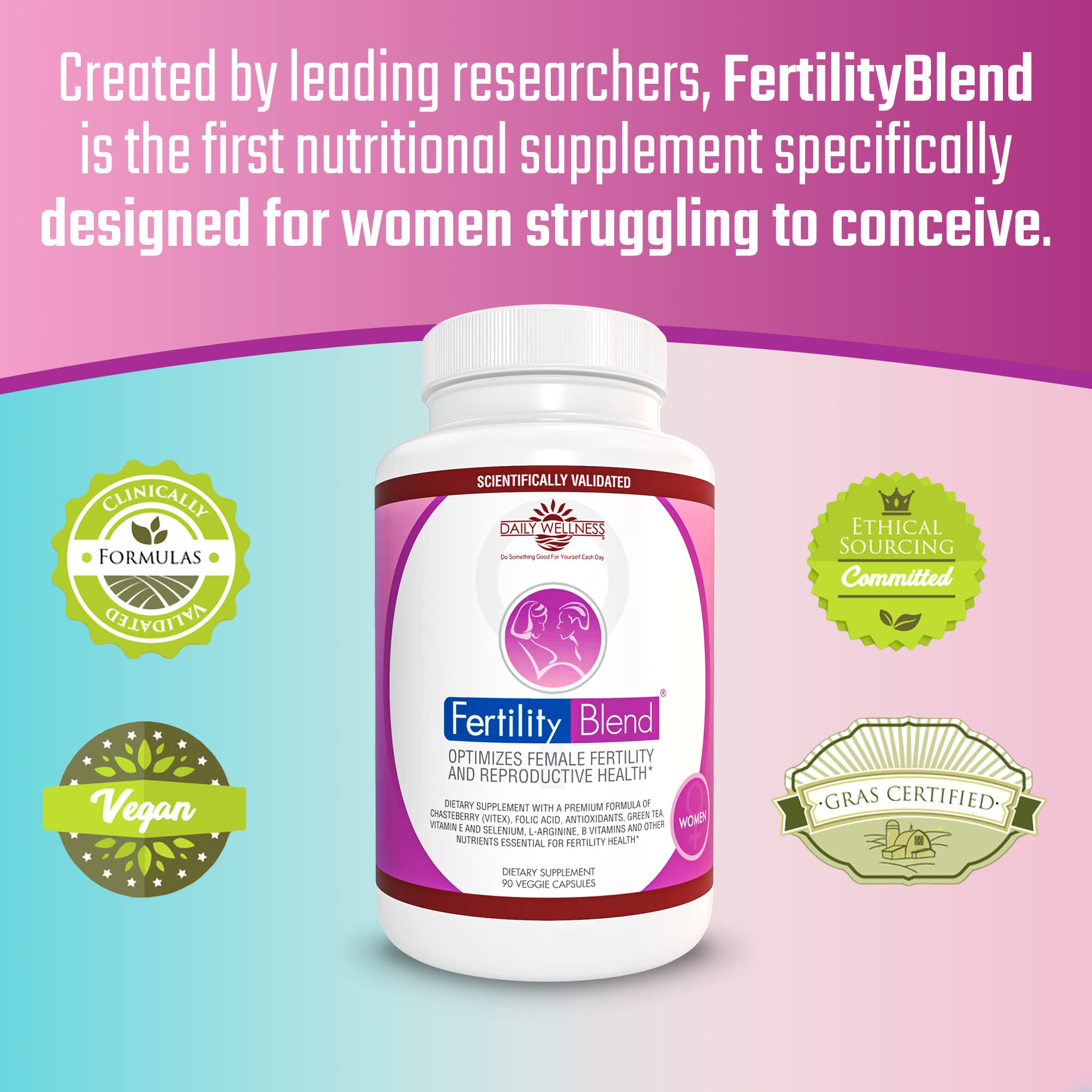 Foto 5 pulgar | Suplementos de Fertilidad Fertility Blend 90 Cápsulas para Mujeres - Venta Internacional