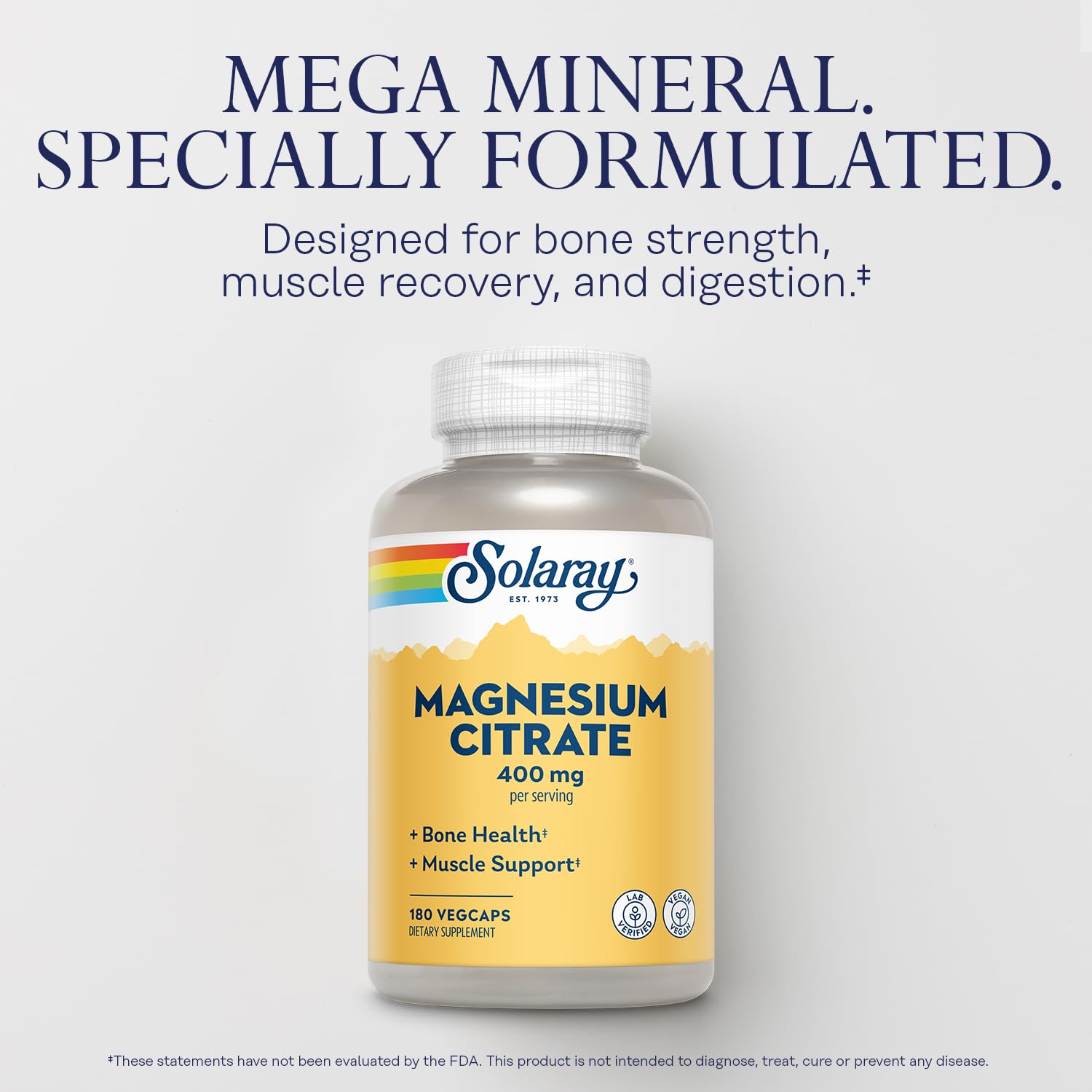 Foto 4 pulgar | Suplemento De Citrato De Magnesio Solaray, 400 Mg, 180 Cápsulas Vegetales - Venta Internacional.