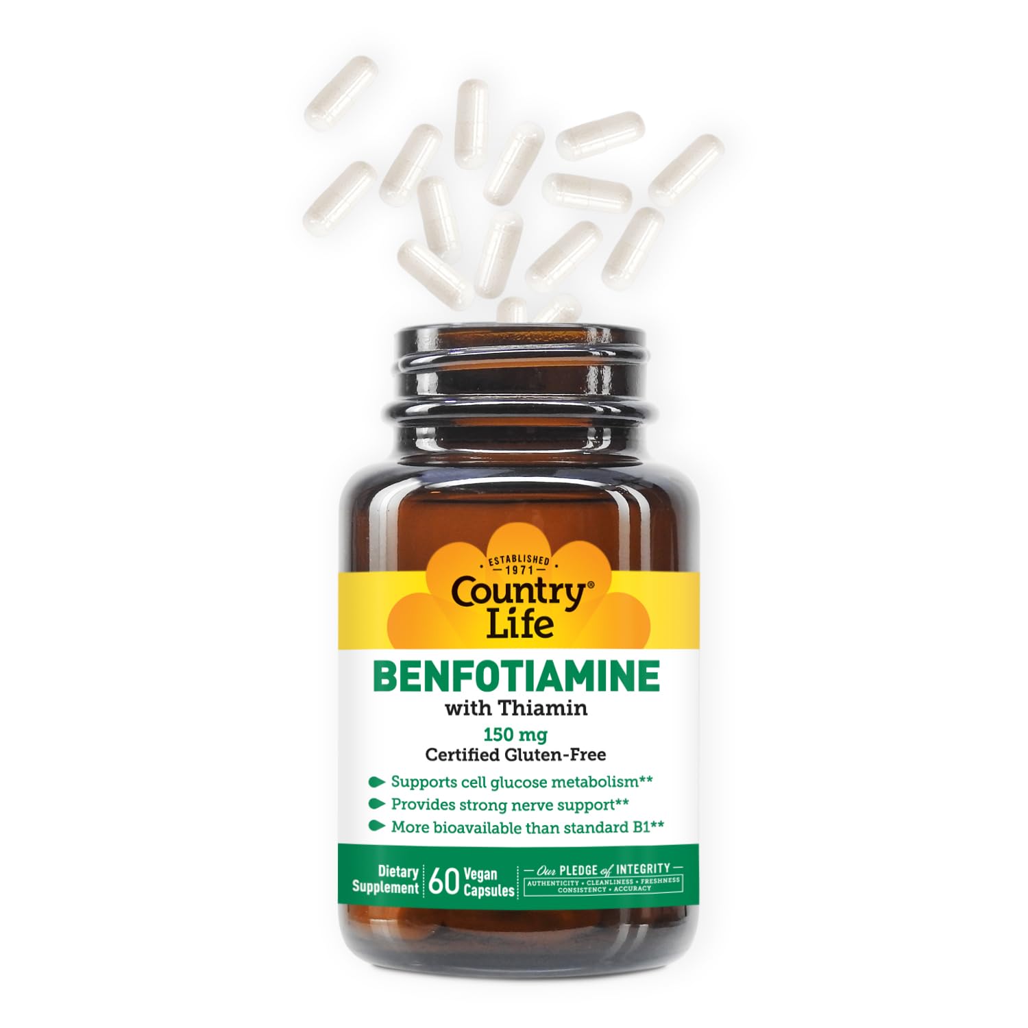 Foto 3 pulgar | Complementa Country Life Benfotiamina Con Tiamina 150 Mg 60 Cápsulas - Venta Internacional.
