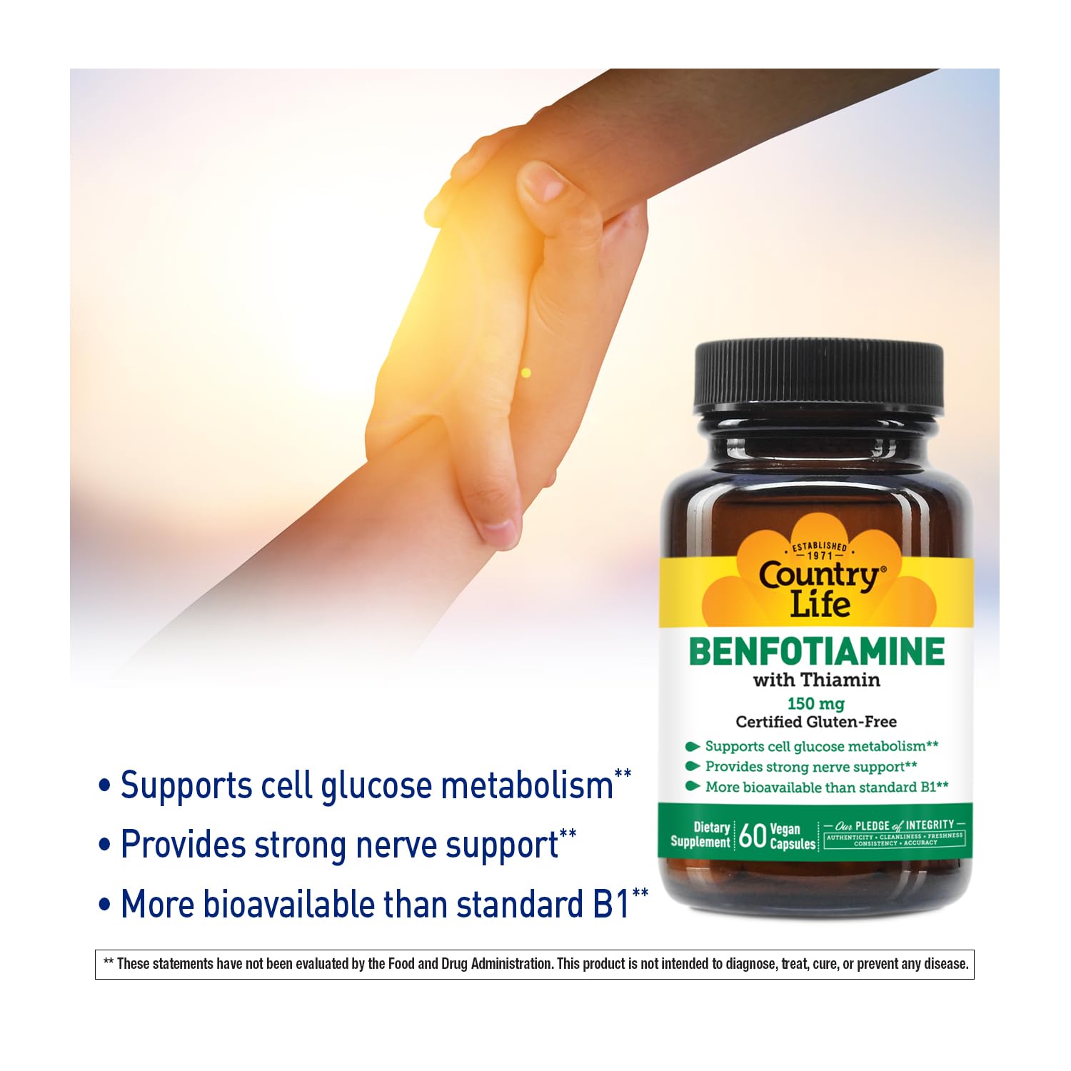 Foto 5 pulgar | Complementa Country Life Benfotiamina Con Tiamina 150 Mg 60 Cápsulas - Venta Internacional.