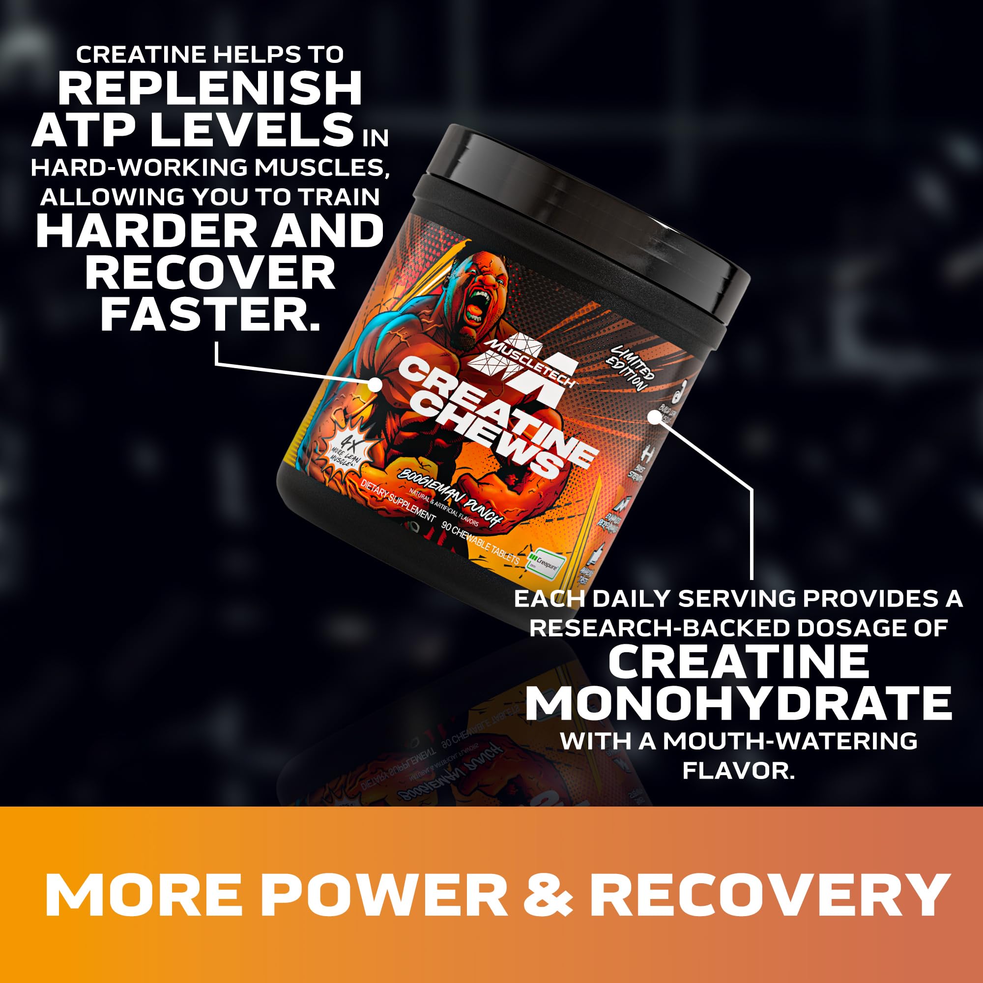 Foto 4 pulgar | Suplemento Muscletech Creatine Chews Creapure Monohydrate - Venta Internacional.