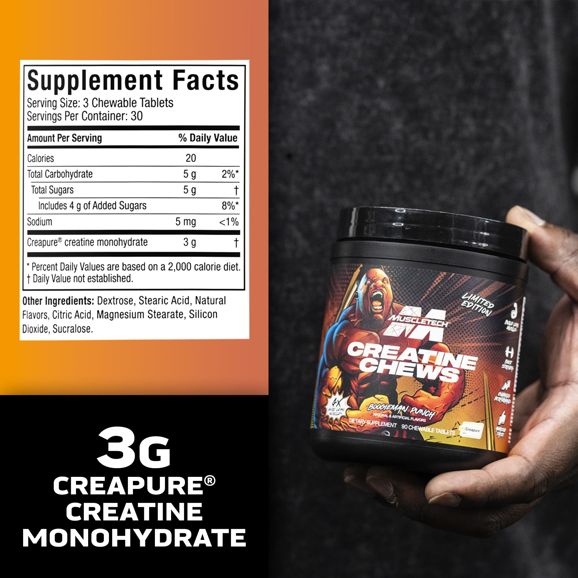 Foto 5 pulgar | Suplemento Muscletech Creatine Chews Creapure Monohydrate - Venta Internacional.