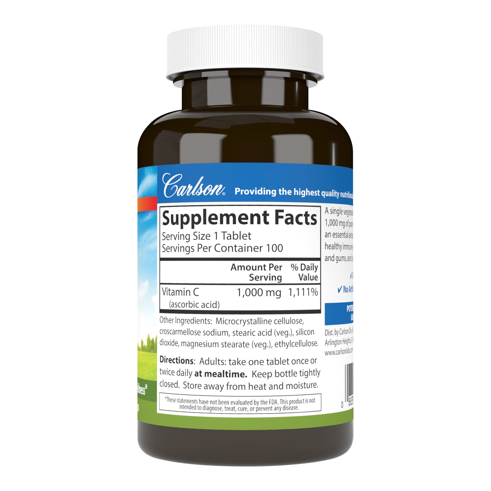 Foto 3 pulgar | Suplemento Carlson De Vitamina C 1000 Mg 100 Comprimidos - Venta Internacional.