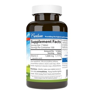 Foto 2 | Suplemento Carlson De Vitamina C 1000 Mg 100 Comprimidos - Venta Internacional.