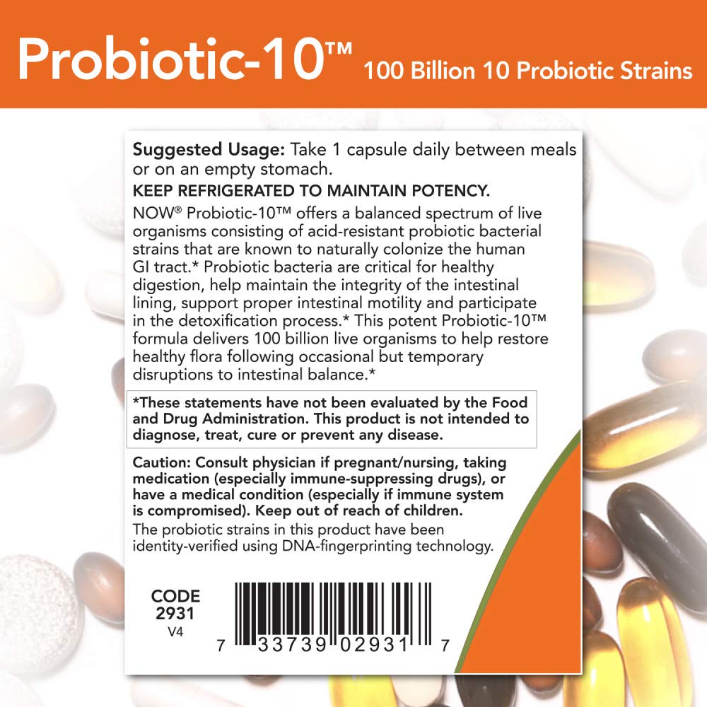 Foto 4 pulgar | Suplementa Now Probiotic-10™ Con 100 Mil Millones De Cápsulas Vegetarianas - Venta Internacional.