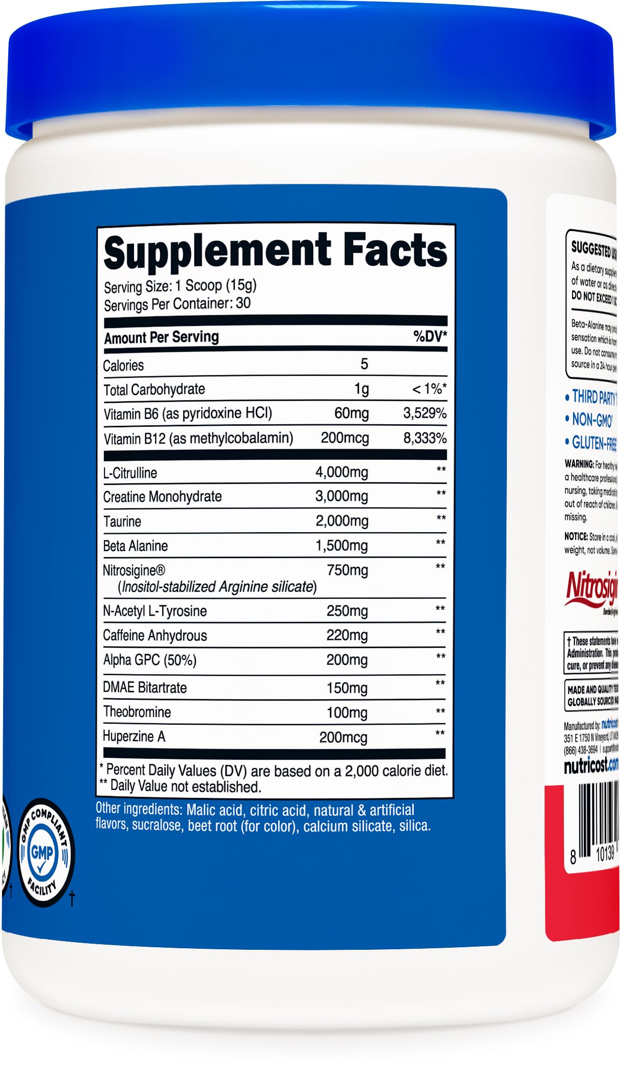 Foto 6 pulgar | Complejo De Preentrenamiento Nutricost Pre-c Con Creatina 453 G, 30 Dosis - Venta Internacional.
