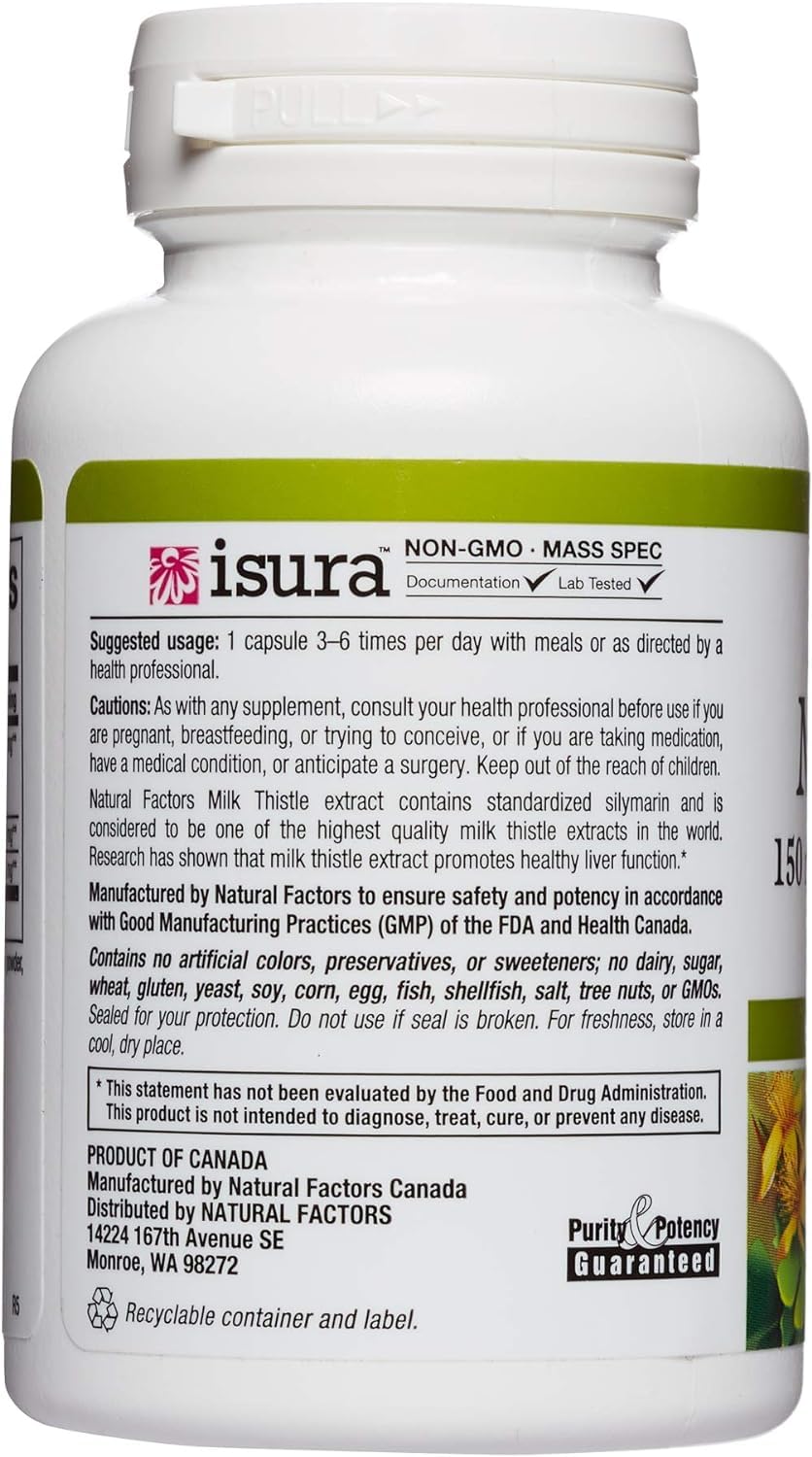 Foto 5 pulgar | Suplemento Natural Factors: Extracto De Cardo Mariano, 250 Mg, 90 Unidades - Venta Internacional.