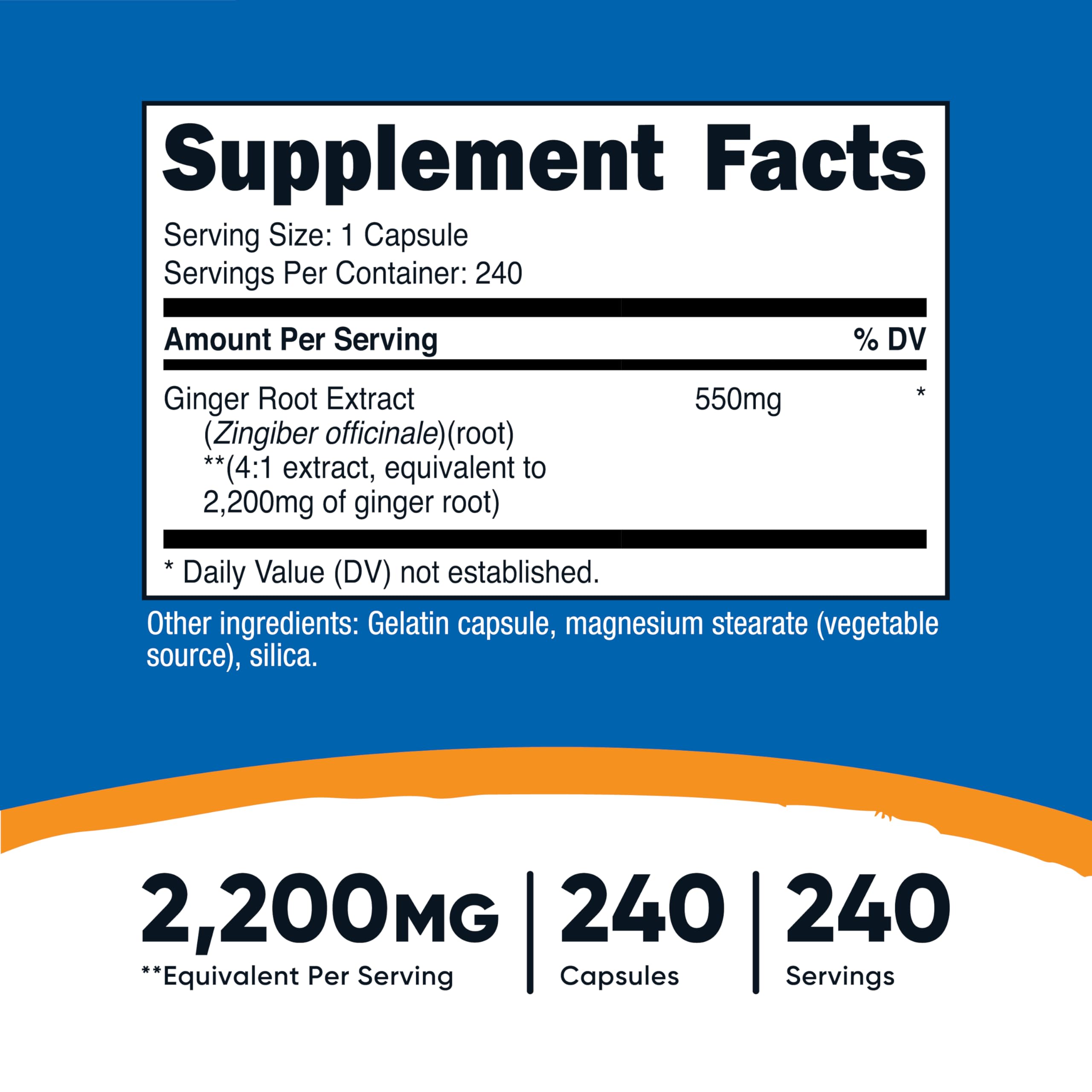 Foto 3 pulgar | Suplemento Nutricost: Extracto De Raíz De Jengibre, 2200 Mg, 240 Cápsulas - Venta Internacional.