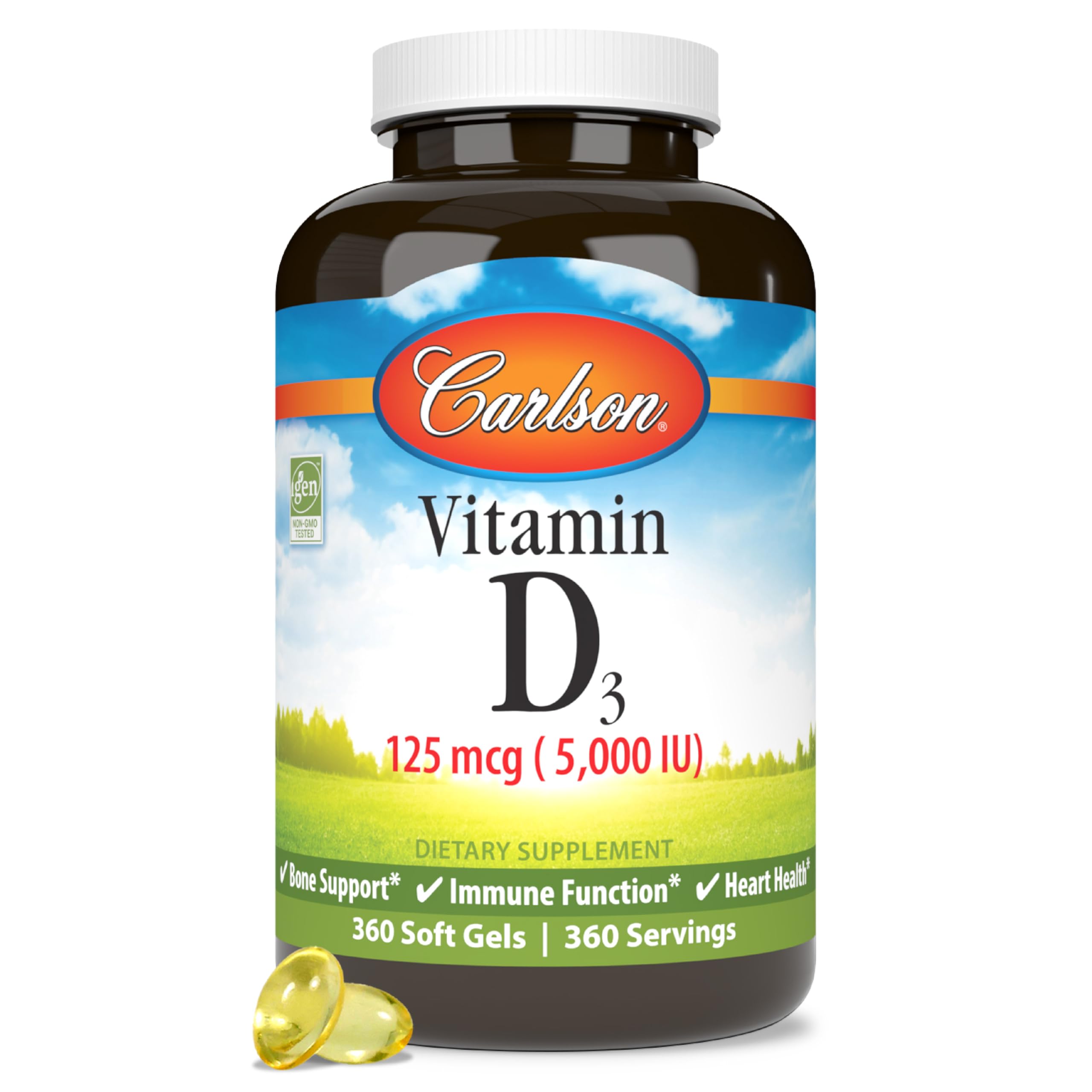 Foto 2 pulgar | Suplemento De Vitamina D Carlson D3 5000 Ui 360 Cápsulas Blandas - Venta Internacional.