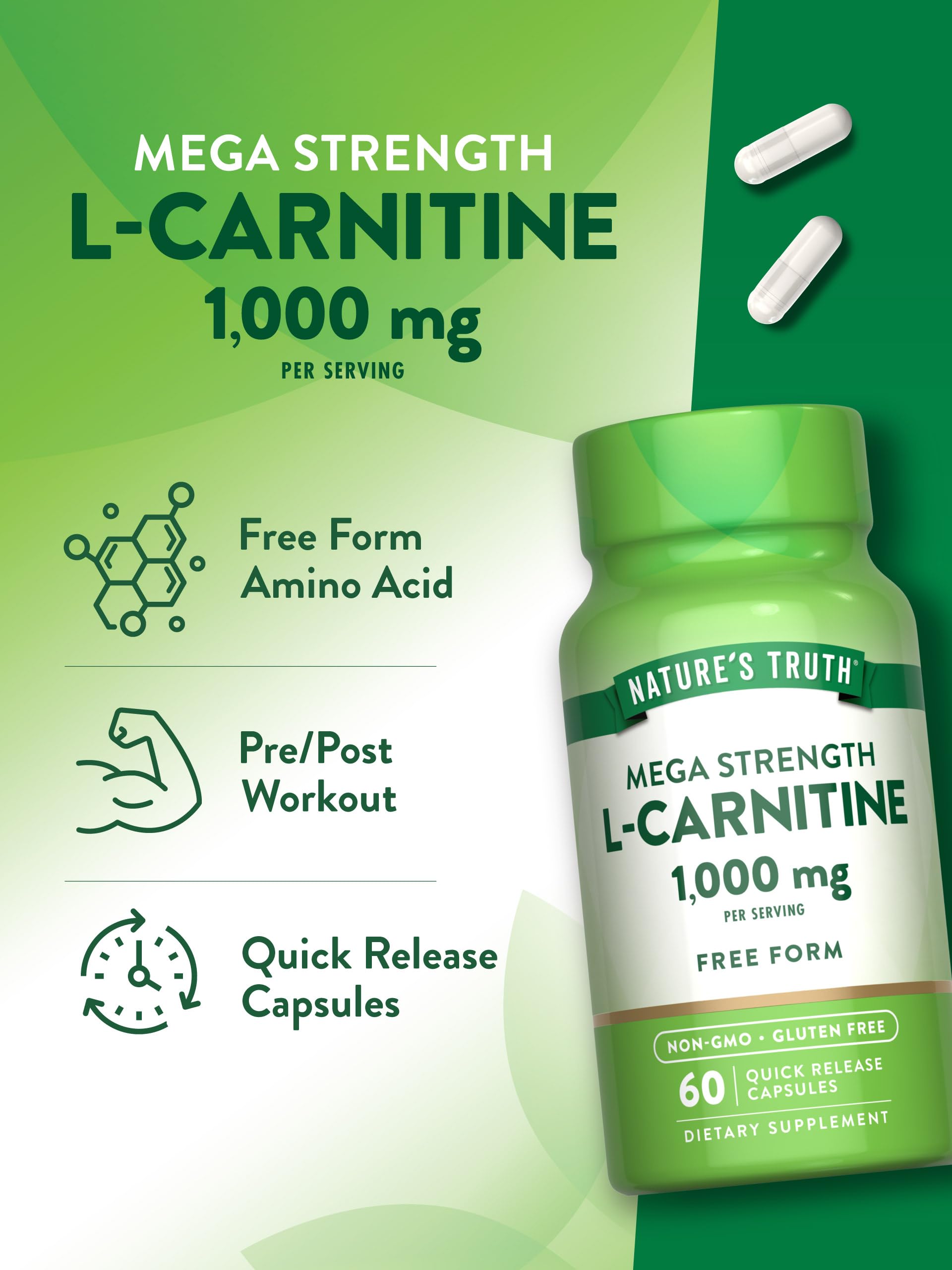 Foto 6 pulgar | Suplemento Nature's Truth L-carnitina 1000 Mg 60 Cápsulas - Venta Internacional.
