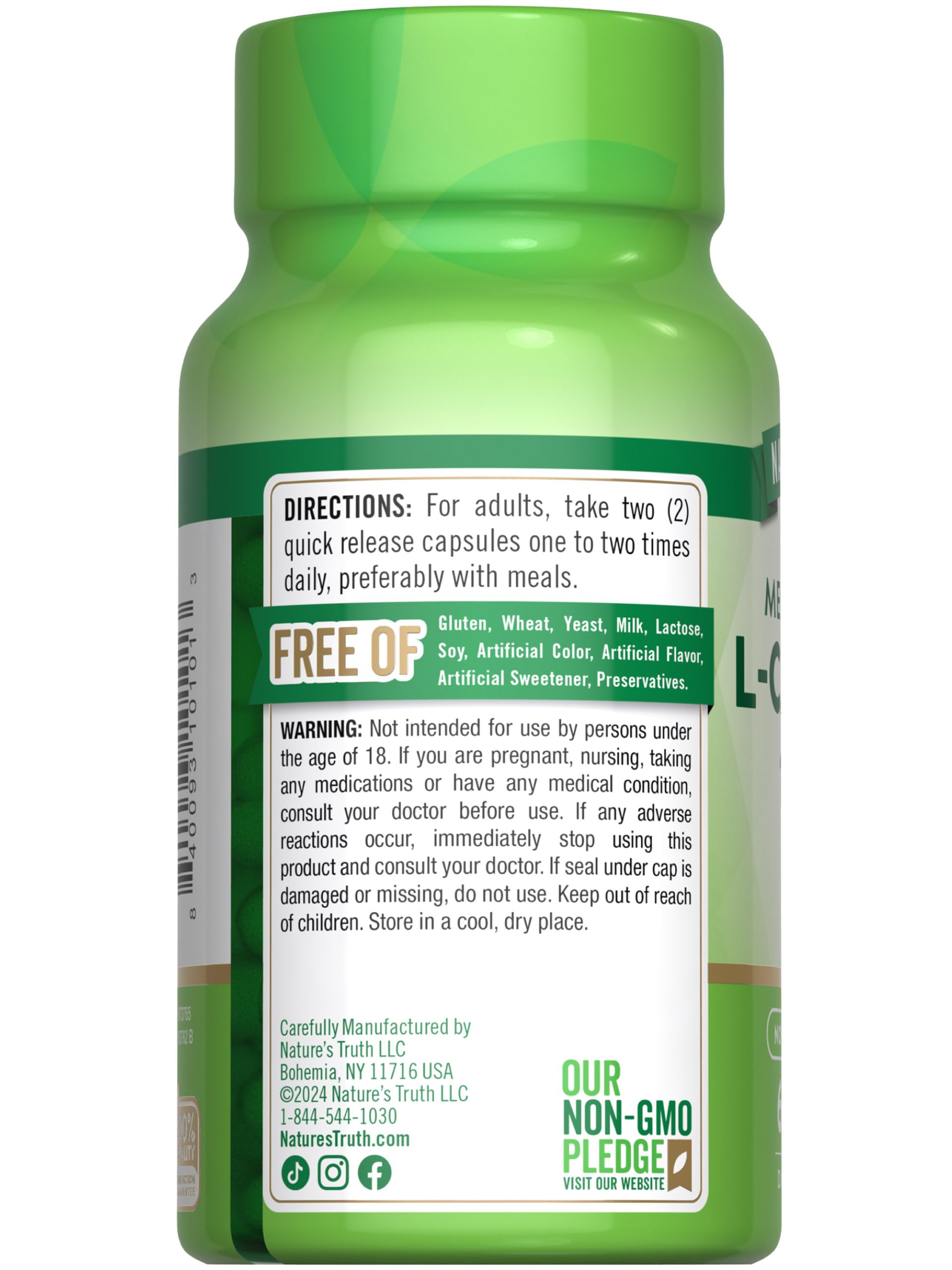 Foto 8 pulgar | Suplemento Nature's Truth L-carnitina 1000 Mg 60 Cápsulas - Venta Internacional.