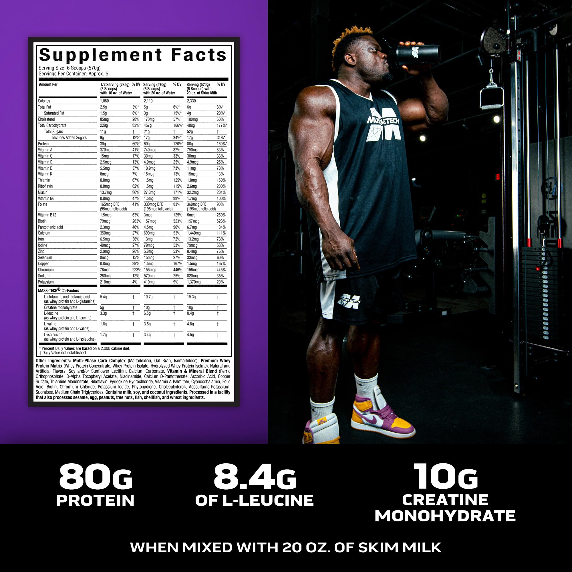 Foto 5 pulgar | Mass Gainer Muscletech Mass Tech Extreme 2000 Vainilla 2,7 Kg - Venta Internacional.