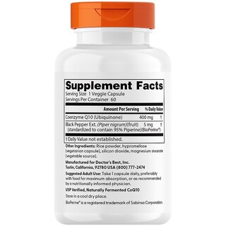 Foto 3 | Suplemento Doctor's Best Coq10 De Alta Absorción 400 Mg 60 Cápsulas - Venta Internacional.