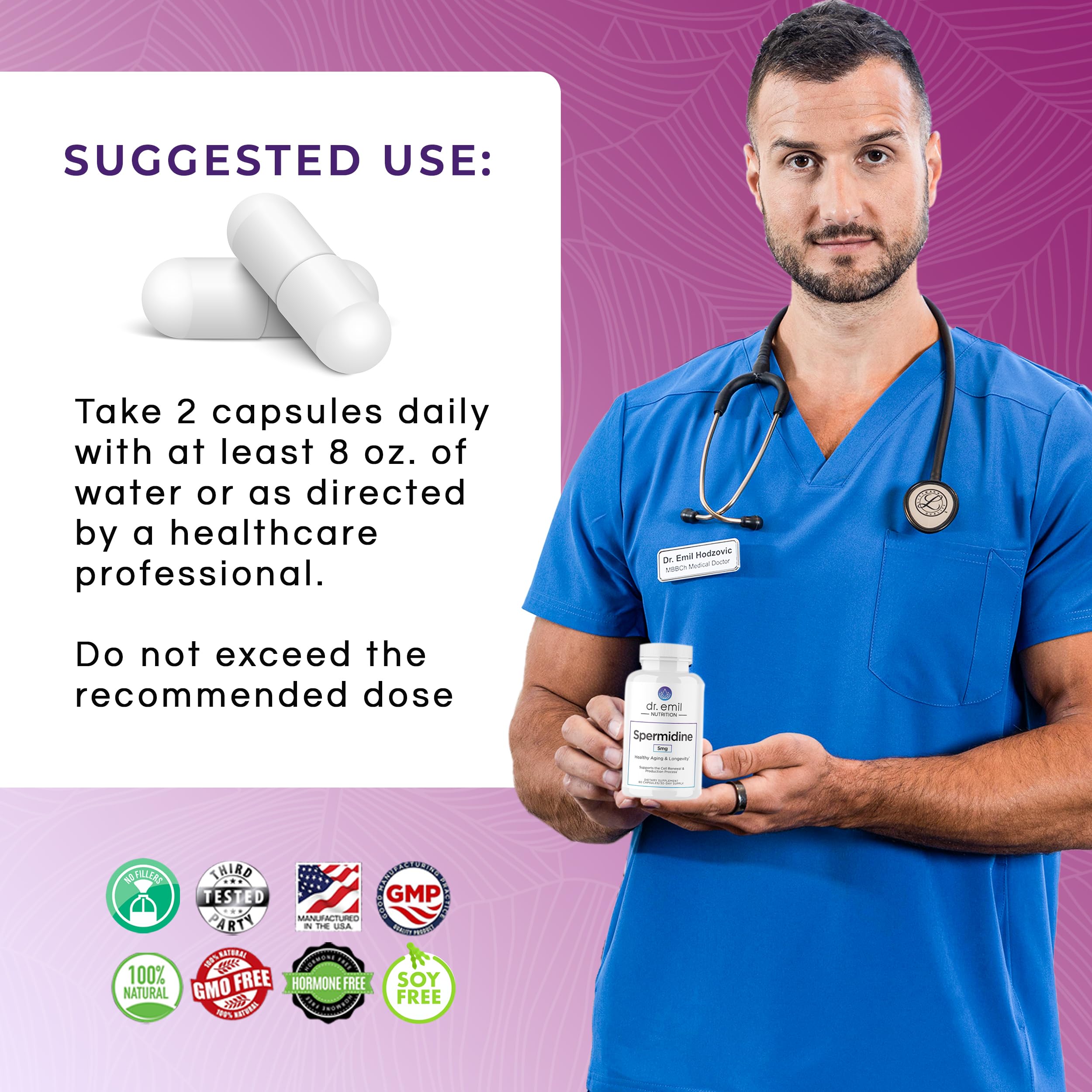Foto 6 pulgar | Suplemento De Espermidina De 5 Mg De Dr. Emil Nutrition Con 20 Mg De Tiamina - Venta Internacional.
