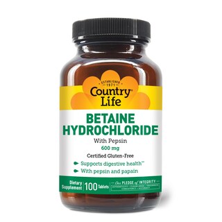 Foto 1 | Suplemento De Clorhidrato De Betaína Country Life Con Pepsina 600 Mg - Venta Internacional.