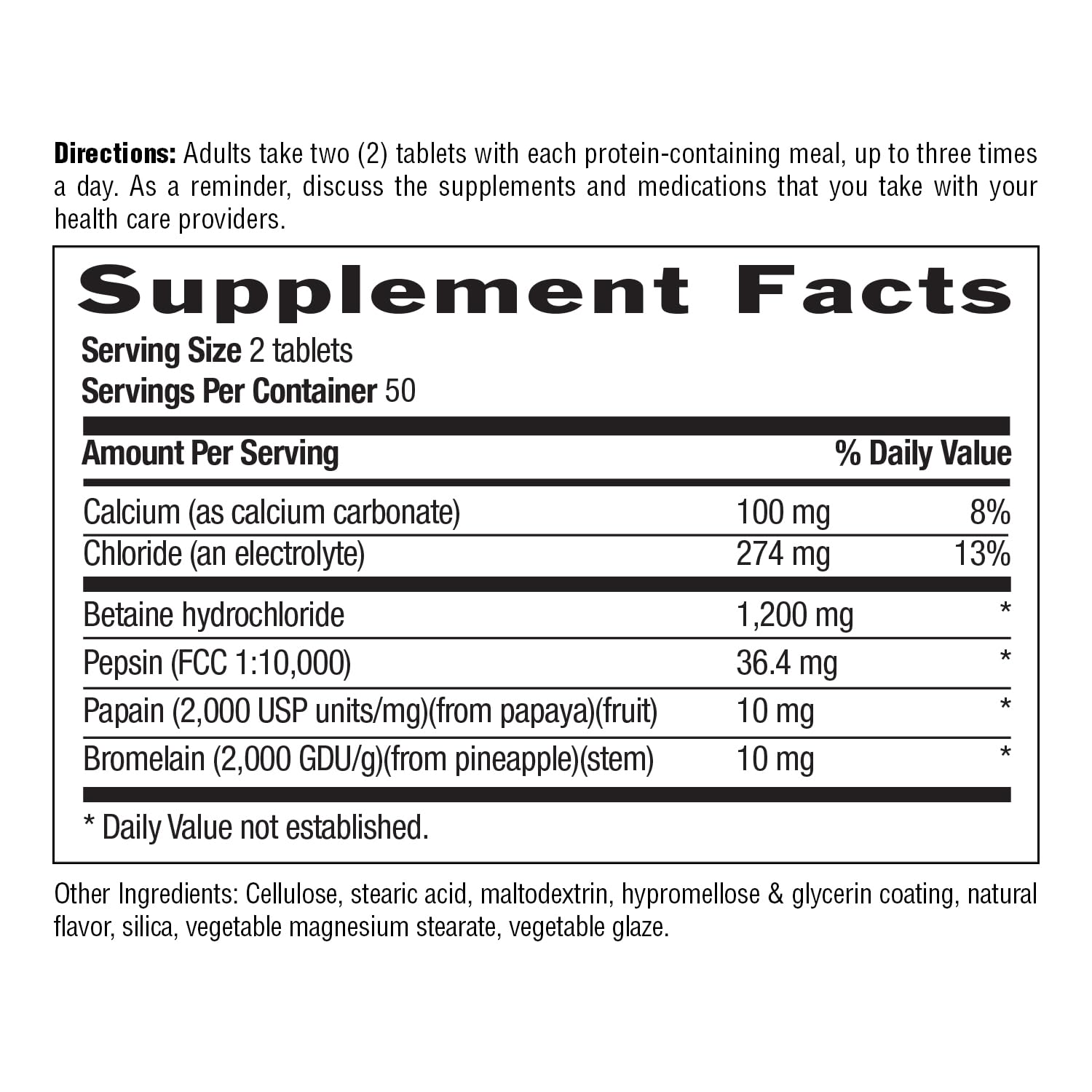 Foto 5 pulgar | Suplemento De Clorhidrato De Betaína Country Life Con Pepsina 600 Mg - Venta Internacional.