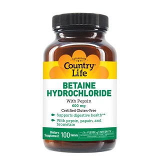 Foto 7 | Suplemento De Clorhidrato De Betaína Country Life Con Pepsina 600 Mg - Venta Internacional.