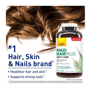 Foto 2 | Suplemento Country Life Maxi-hair Plus De 5000 Mcg De Biotina, 360 Cápsulas - Venta Internacional.