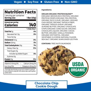 Foto 3 | Protein Bar Orgain, Masa Orgánica Para Galletas Con Chispas De Chocolate, 40 G - Venta Internacional.