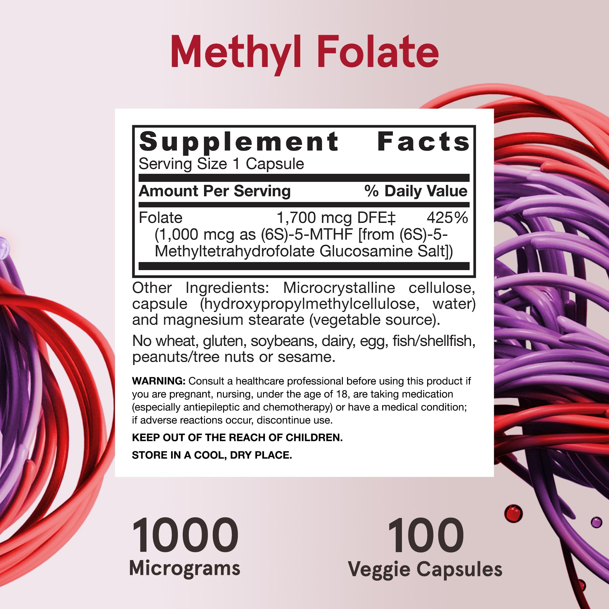 Foto 7 pulgar | Suplemento De Folato De Metilo De Jarrow Formulas, 1000 Mcg, 100 Cápsulas - Venta Internacional.