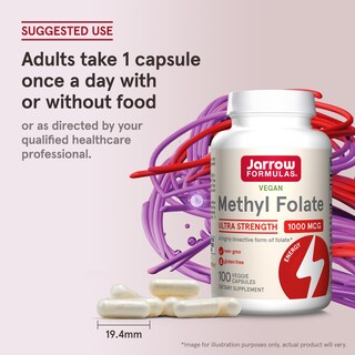 Foto 7 | Suplemento De Folato De Metilo De Jarrow Formulas, 1000 Mcg, 100 Cápsulas - Venta Internacional.
