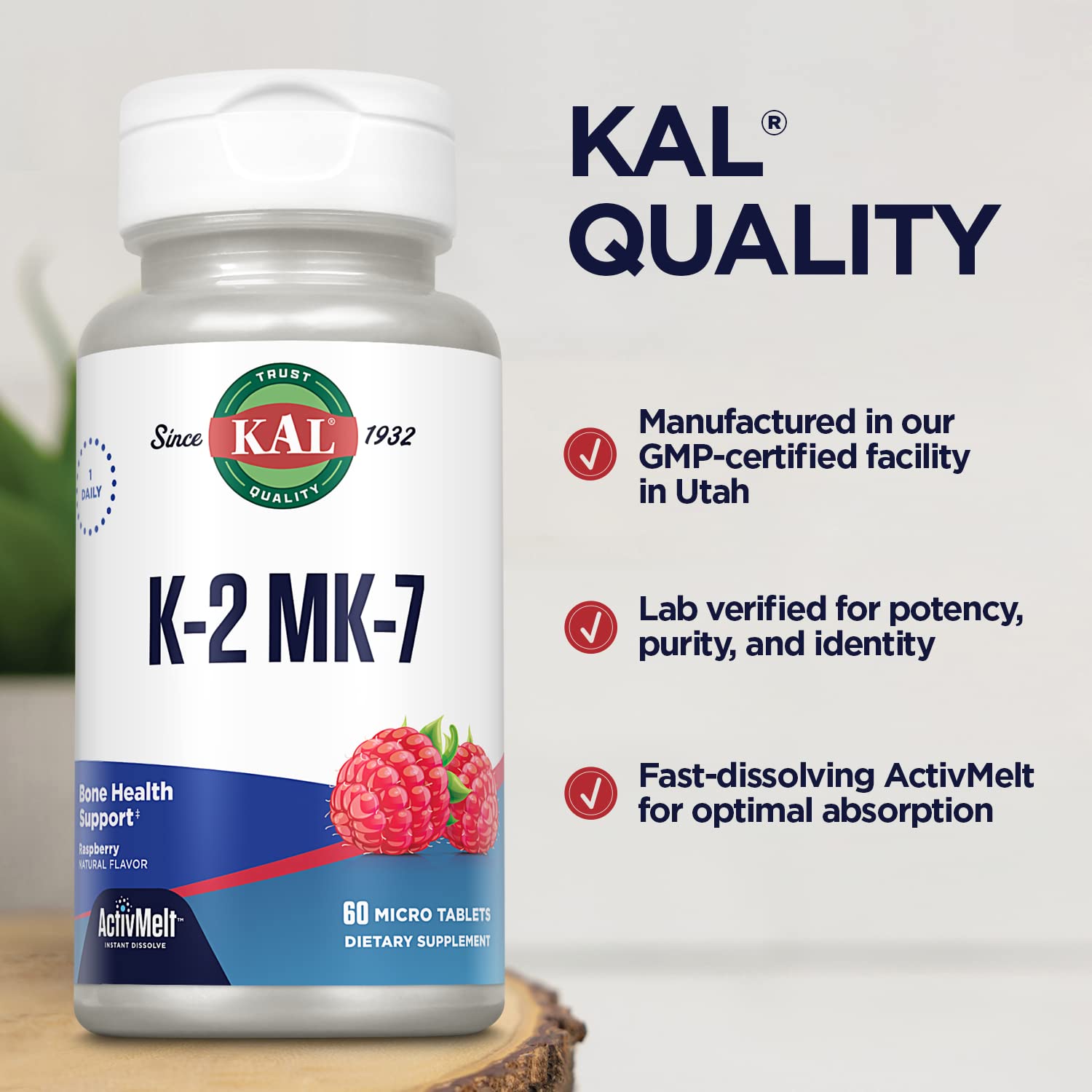 Foto 5 pulgar | Suplemento De Vitamina K Kal Activmelt 100 Mcg 60 Comprimidos - Venta Internacional.