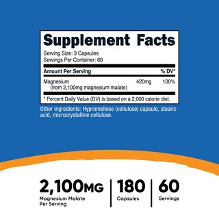 Foto 2 | Suplemento Nutricost Malato De Magnesio, 2.100 Mg, 180 Cápsulas - Venta Internacional.