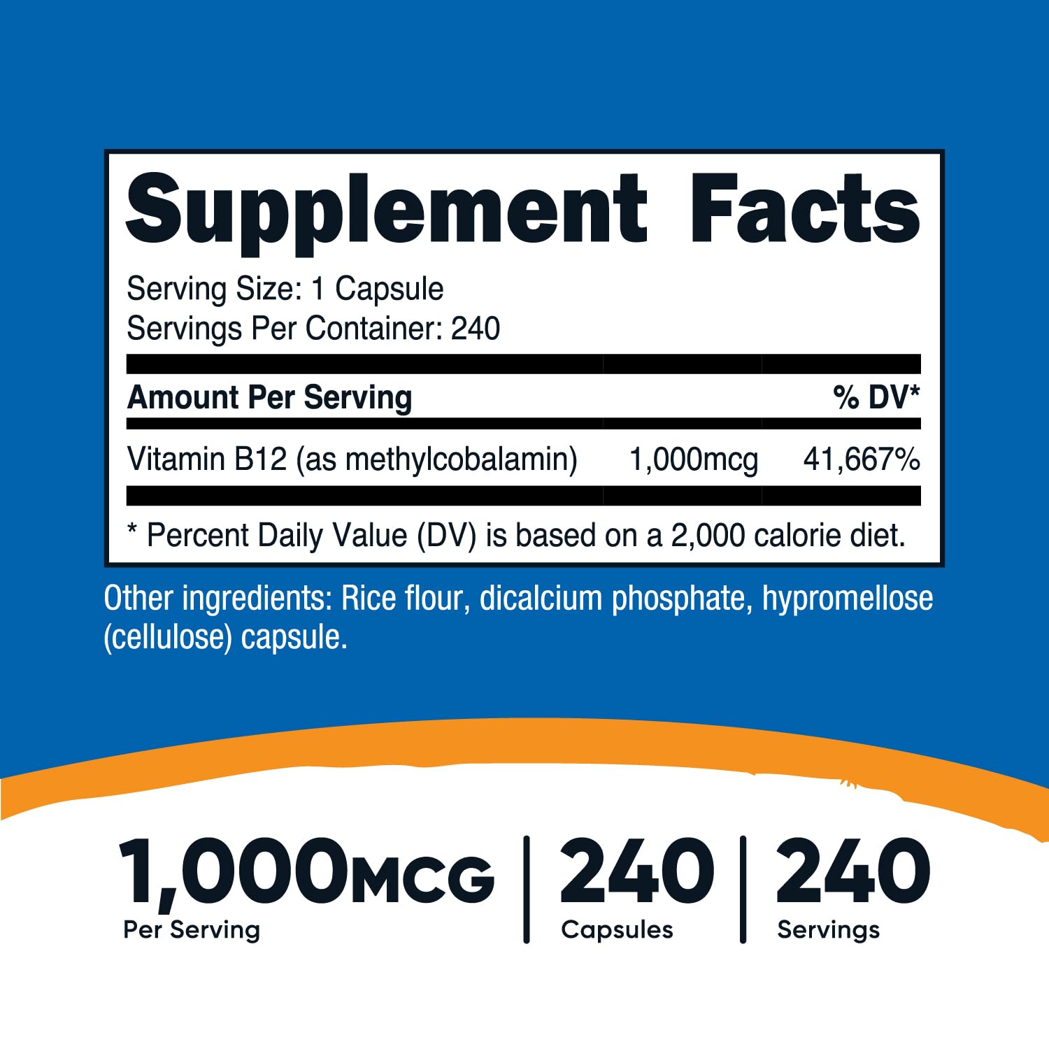 Foto 3 pulgar | Suplemento Nutricost De Vitamina B12 1000 Mcg 240 Cápsulas - Venta Internacional.