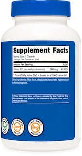 Foto 4 | Suplemento Nutricost De Vitamina B12 1000 Mcg 240 Cápsulas - Venta Internacional.