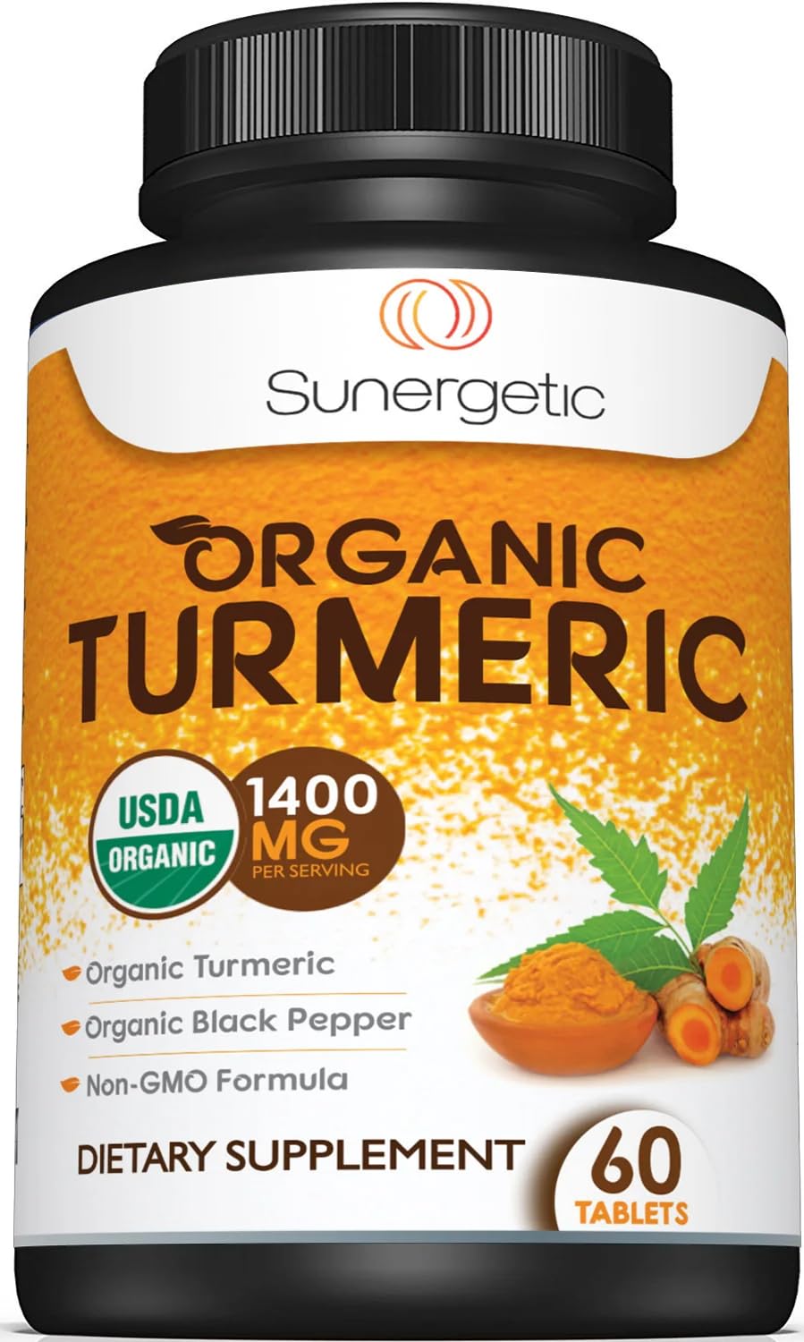 Foto 2 pulgar | Suplemento Sunergetic Usda De Cúrcuma Orgánica, 1400 Mg, 60 Tabletas - Venta Internacional.